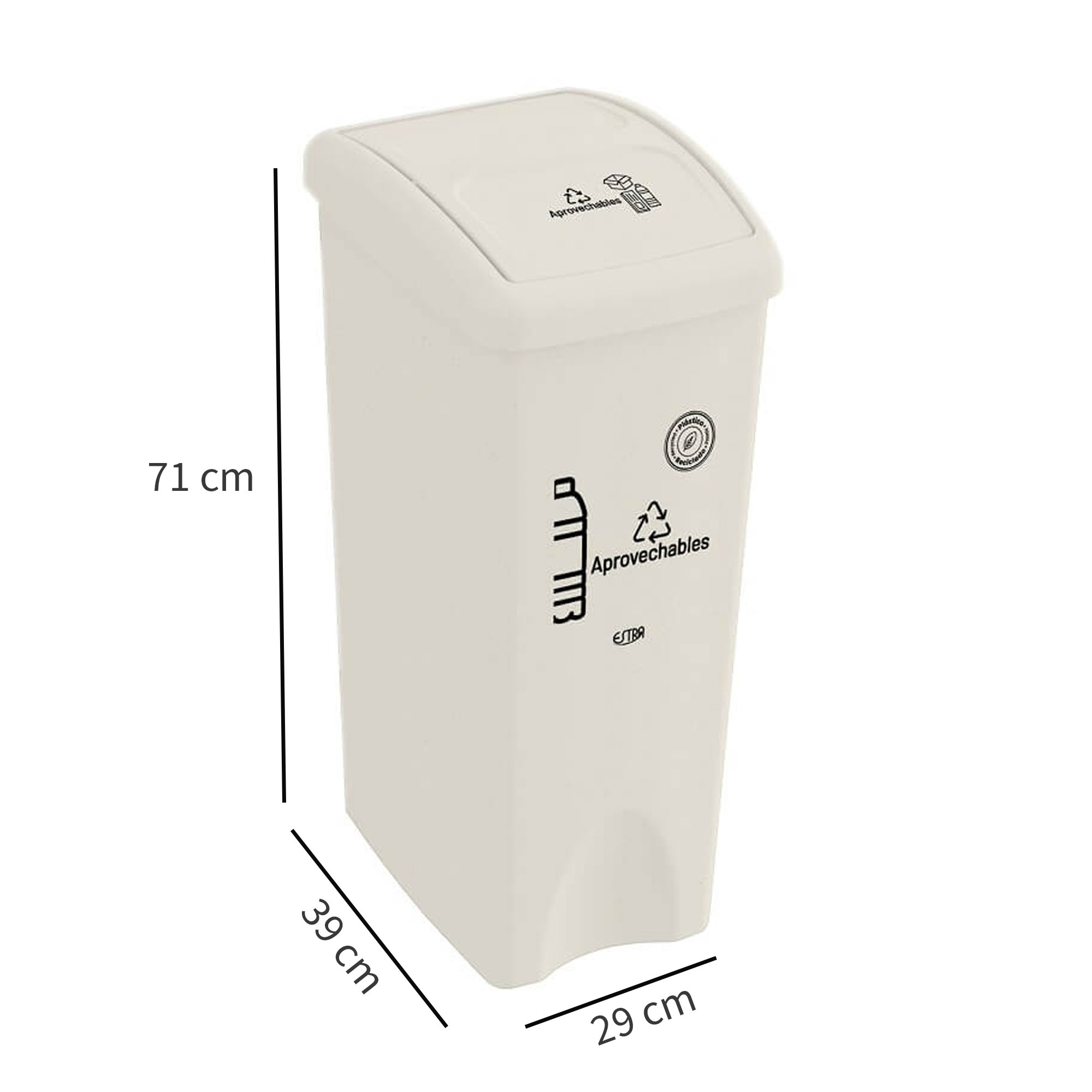 Papelera Vaivén 53L Aprovechable Estra 4-1048889 -Blanco - Imagen 3