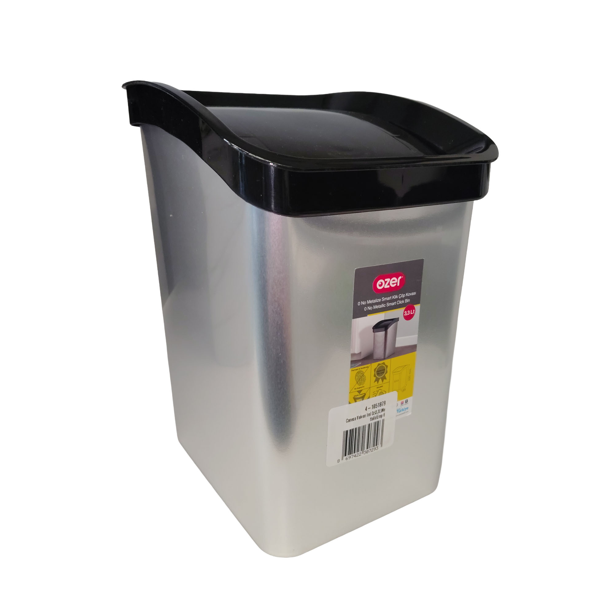 Papelera Mini Vaivén 3.3L Metálica Estra 4-1051879 -Plateado