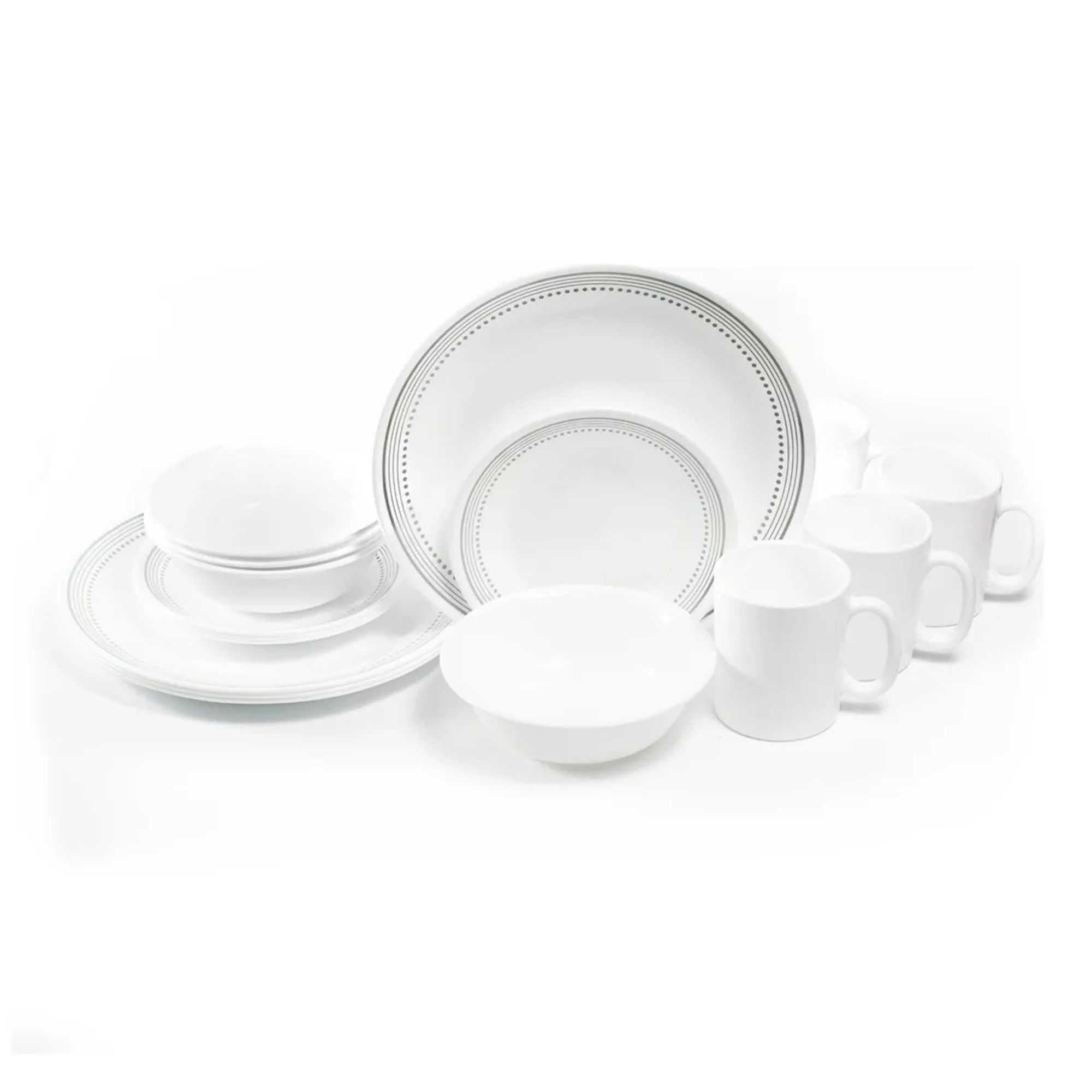 Vajilla Mystic Gray 4 Puestos 16 Piezas Corelle-Blanco