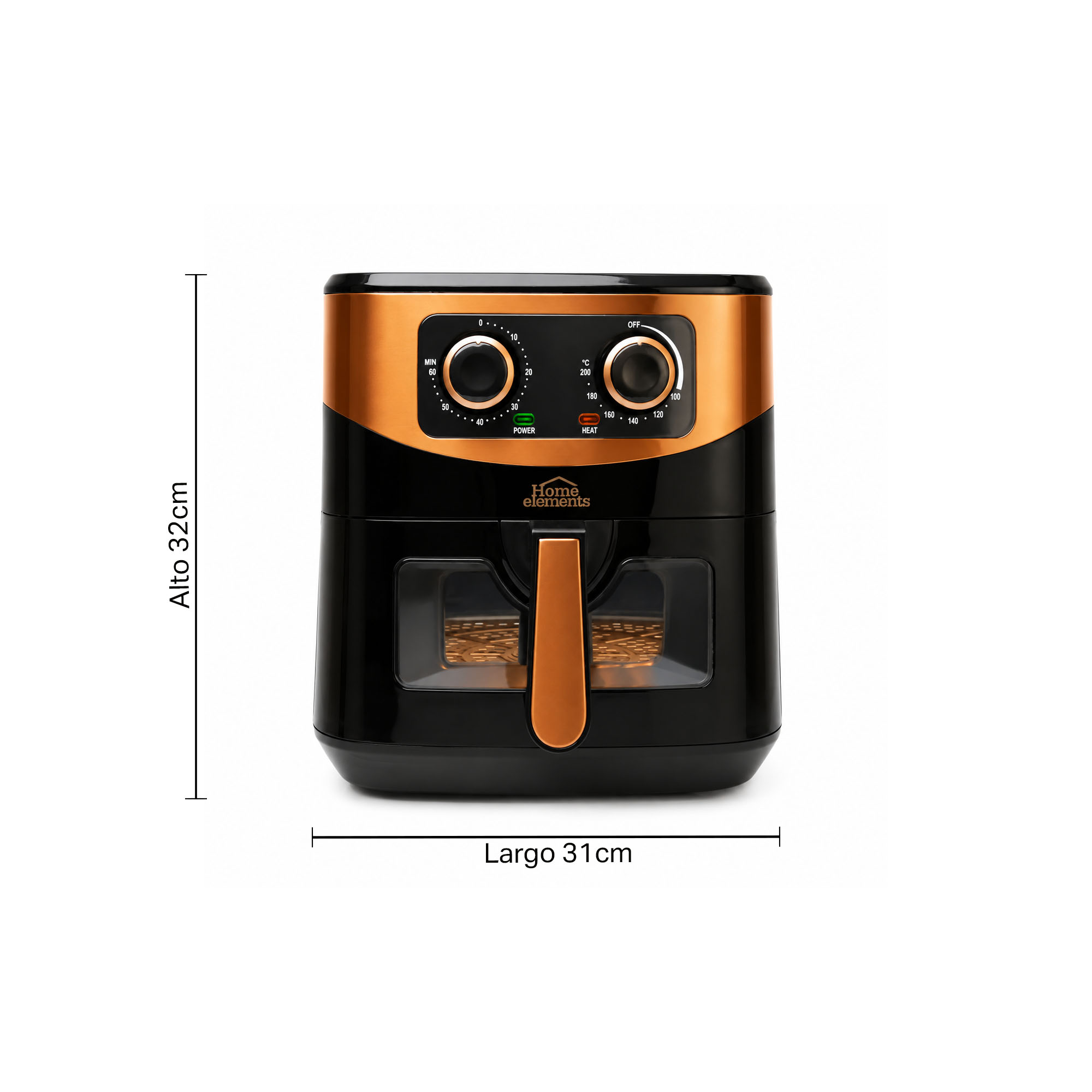 Freidora De Aire 7L Mega Fryer Home Elements HEAF-579NC-Negra - Imagen 4