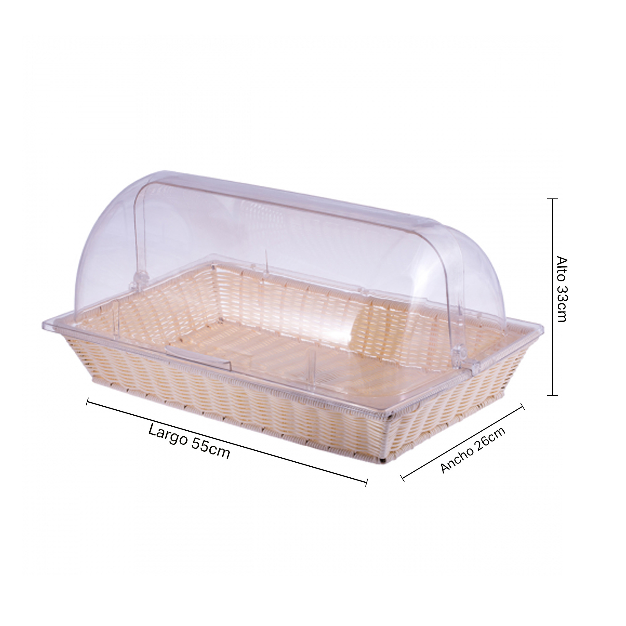 Cesta Rectangular Con Tapa Transparente JD-P2205-Beige - Imagen 3