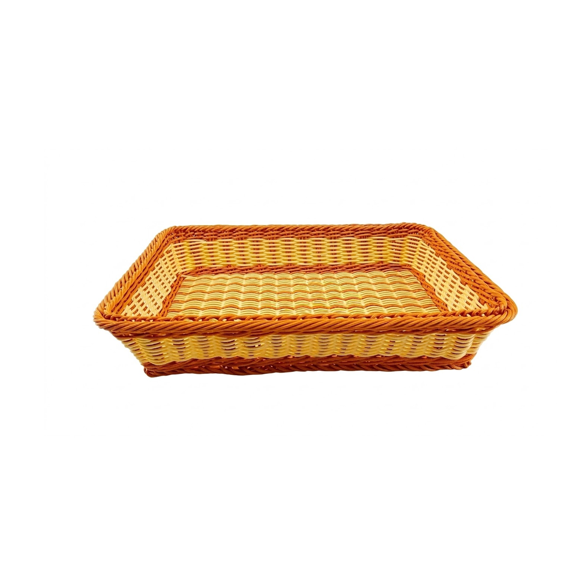 Canasta Rectangular Ratán Sintético 40 cm A10-3 Blanco/Café