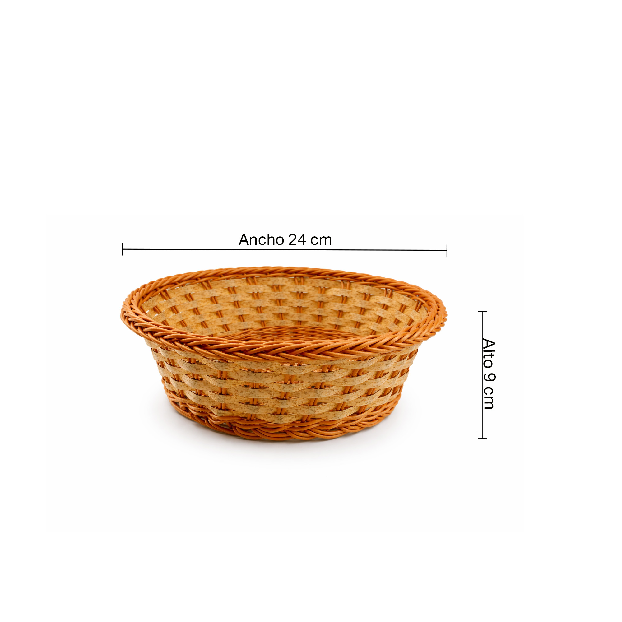 Canasta Tejida Ratán Sintético 25 cm A285-2-Blanco/Café - Imagen 3