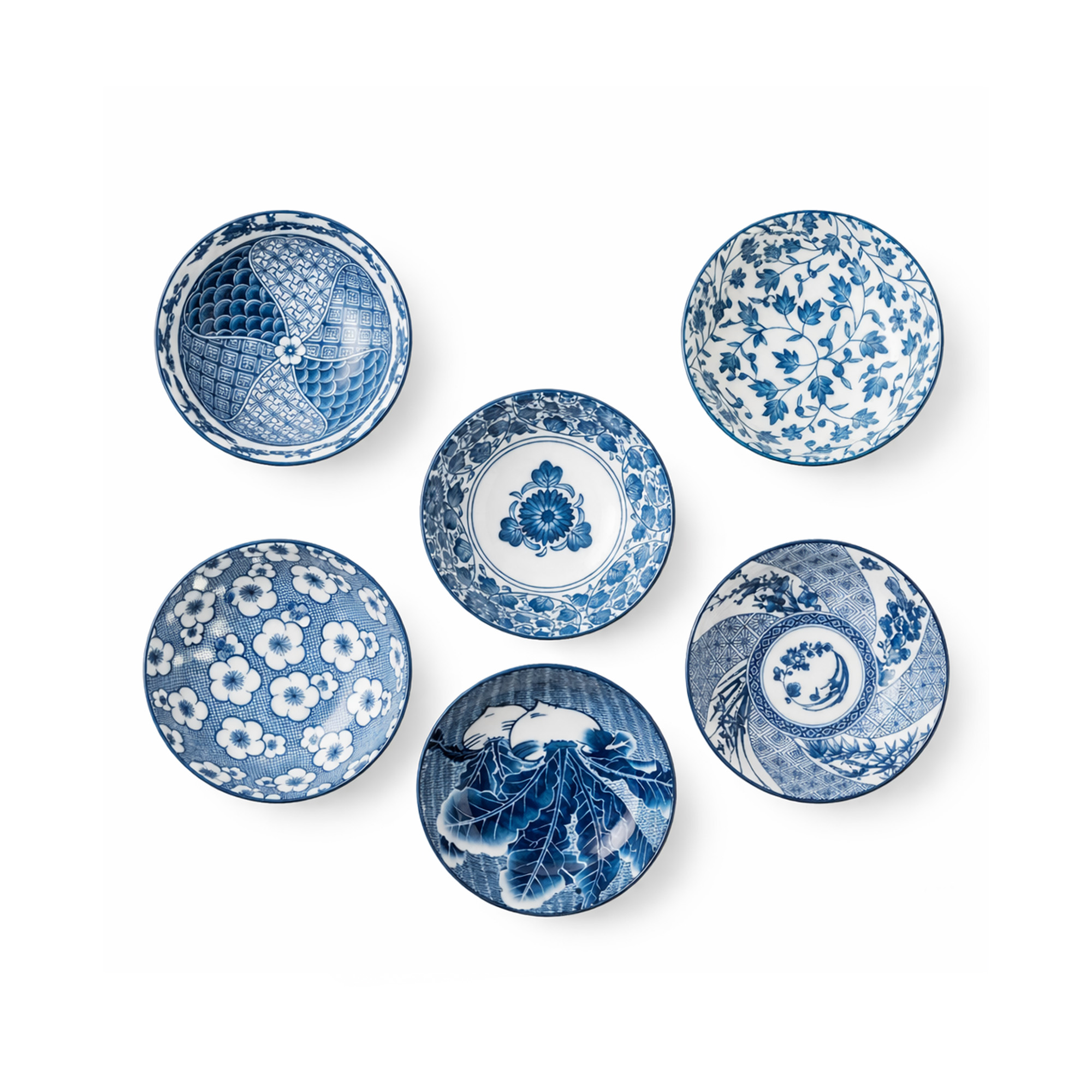 Set x6 Bowls Cerámica Kioto MT0821-175-Azul/Blanco