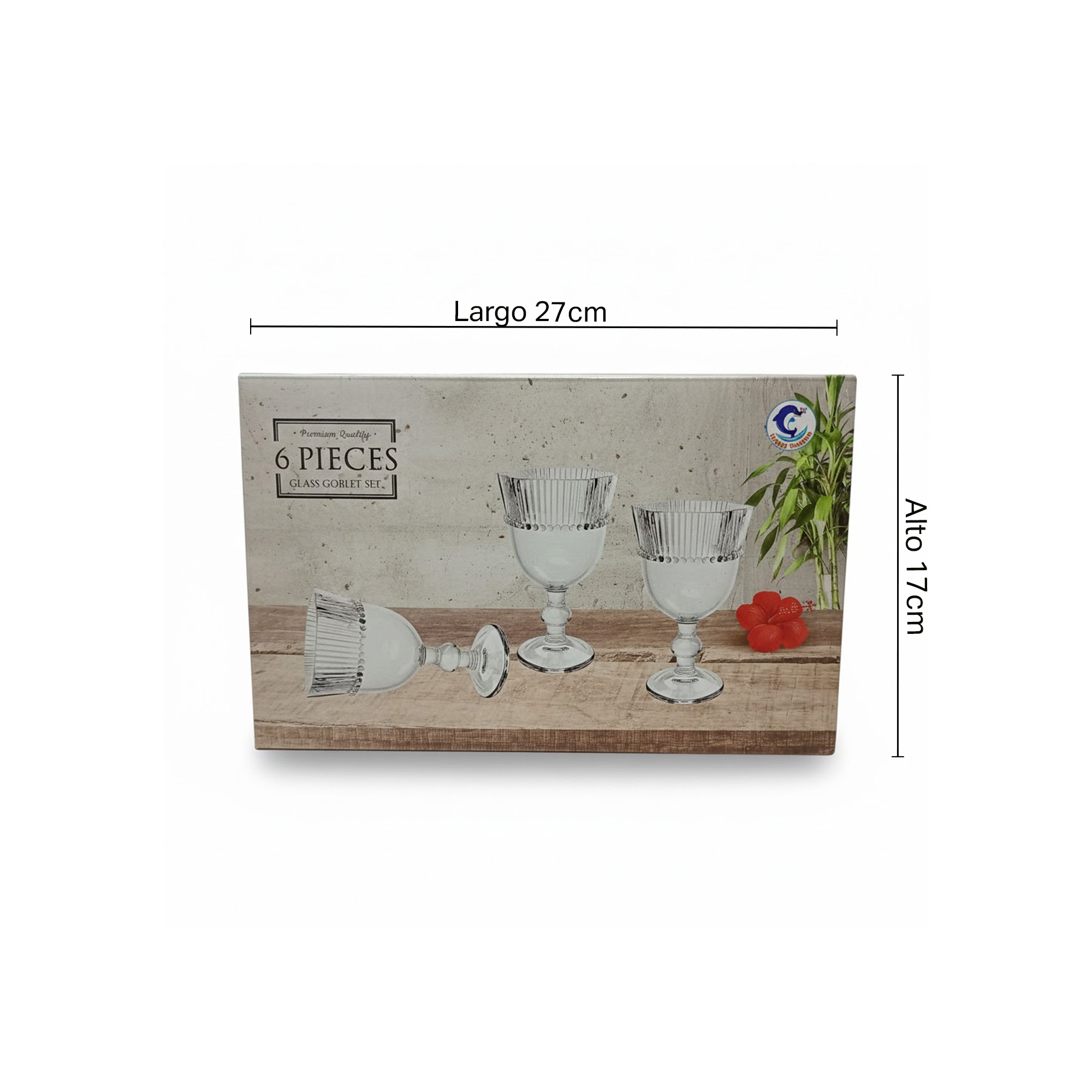 Set x6 Copas Vino Agua Vidrio 10 onz Alumar-Transparente - Imagen 4
