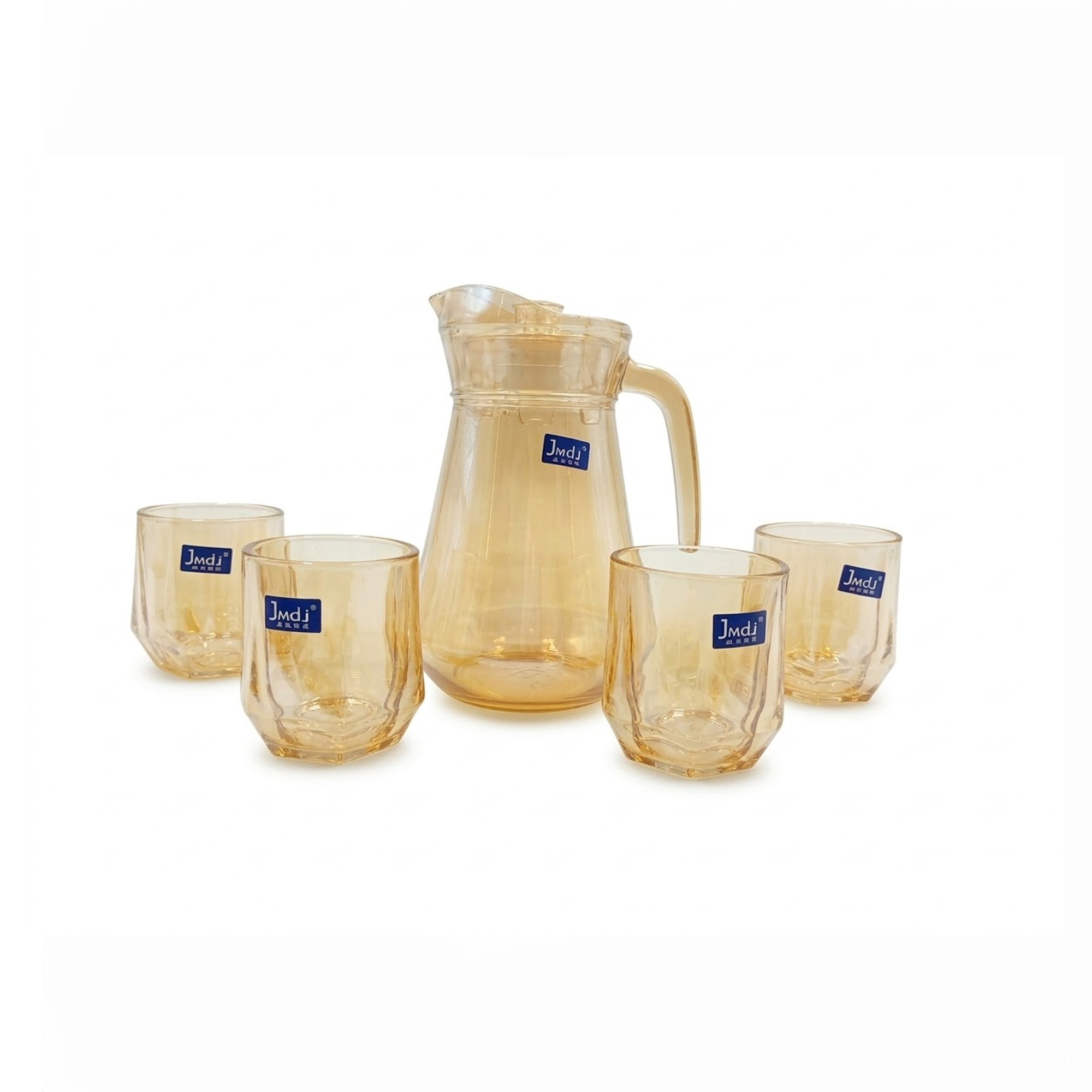 Set Jarra 1.3L Con 4 Vasos En Vidrio MT0821-144-Ambar