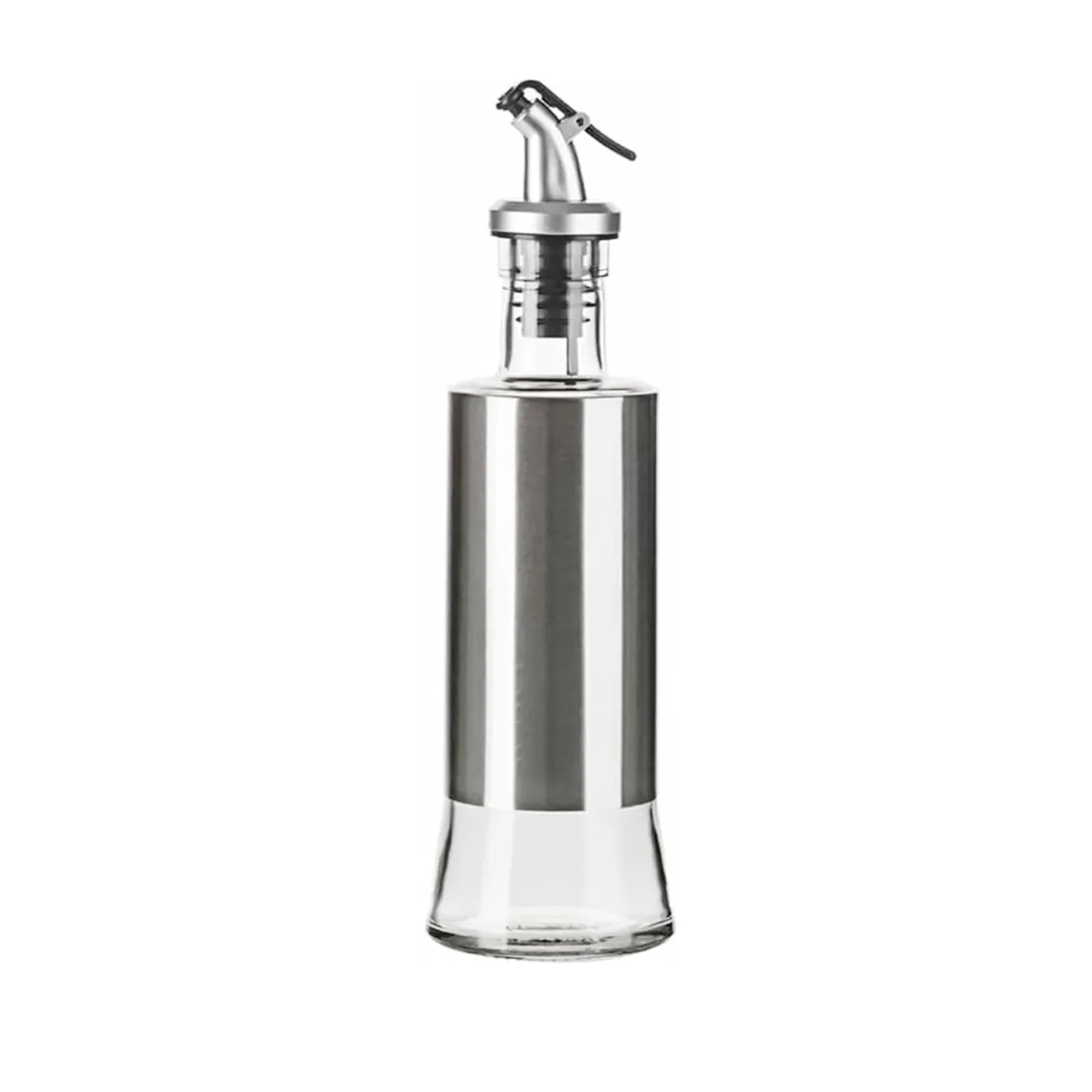 Aceitera De 500 Ml Vidrio Y Acero Inox JA240154-Plateada