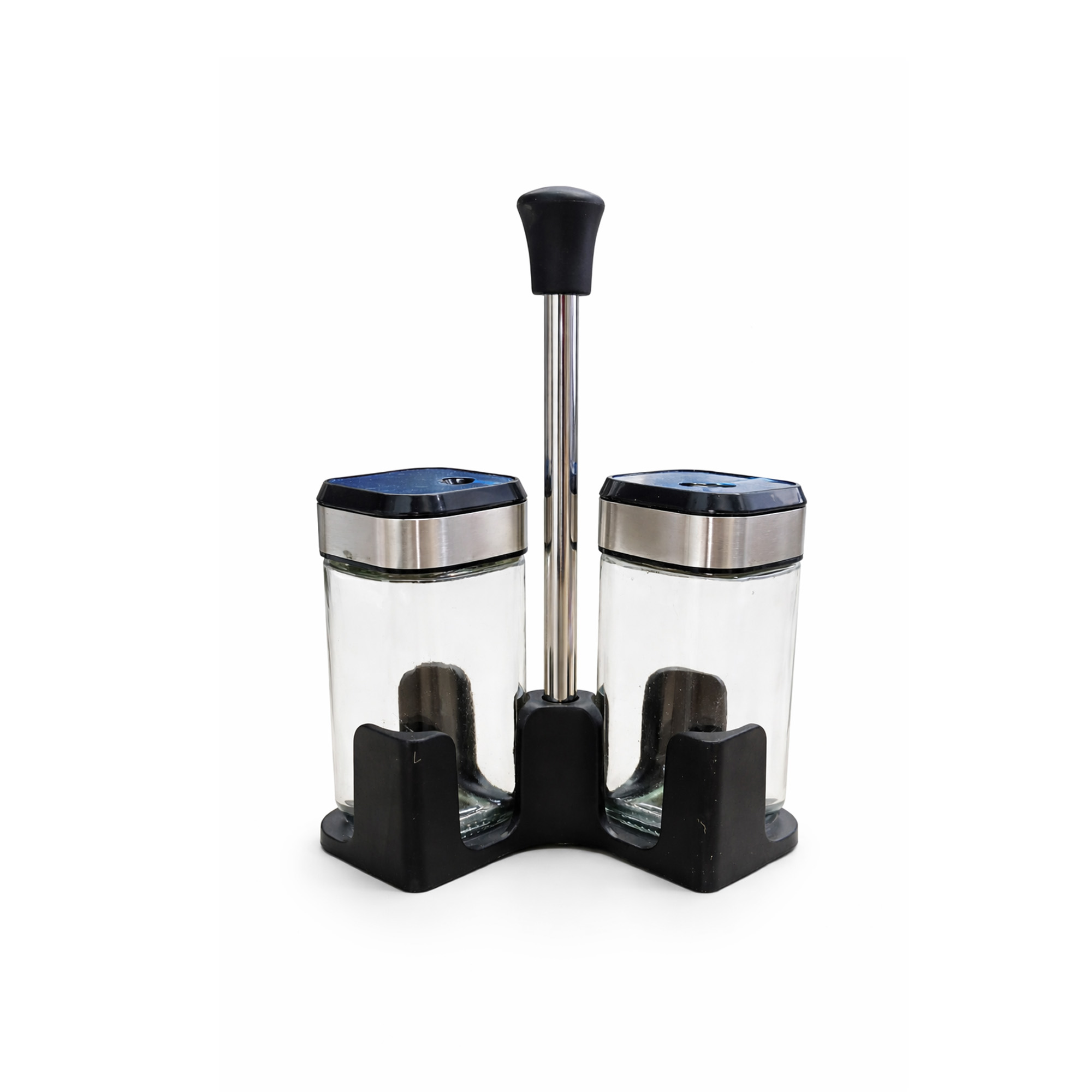 Especiero 2 Unid Vidrio/Acero Inox con Base JA240149-Negro