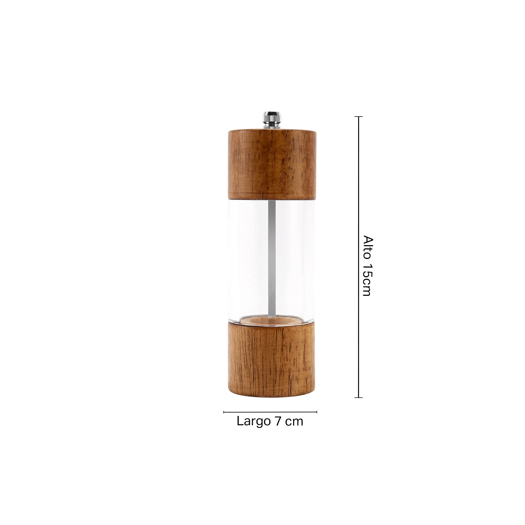 Pimentero Manual En Madera y Vidrio 15 cm JA250495-Café - Imagen 3