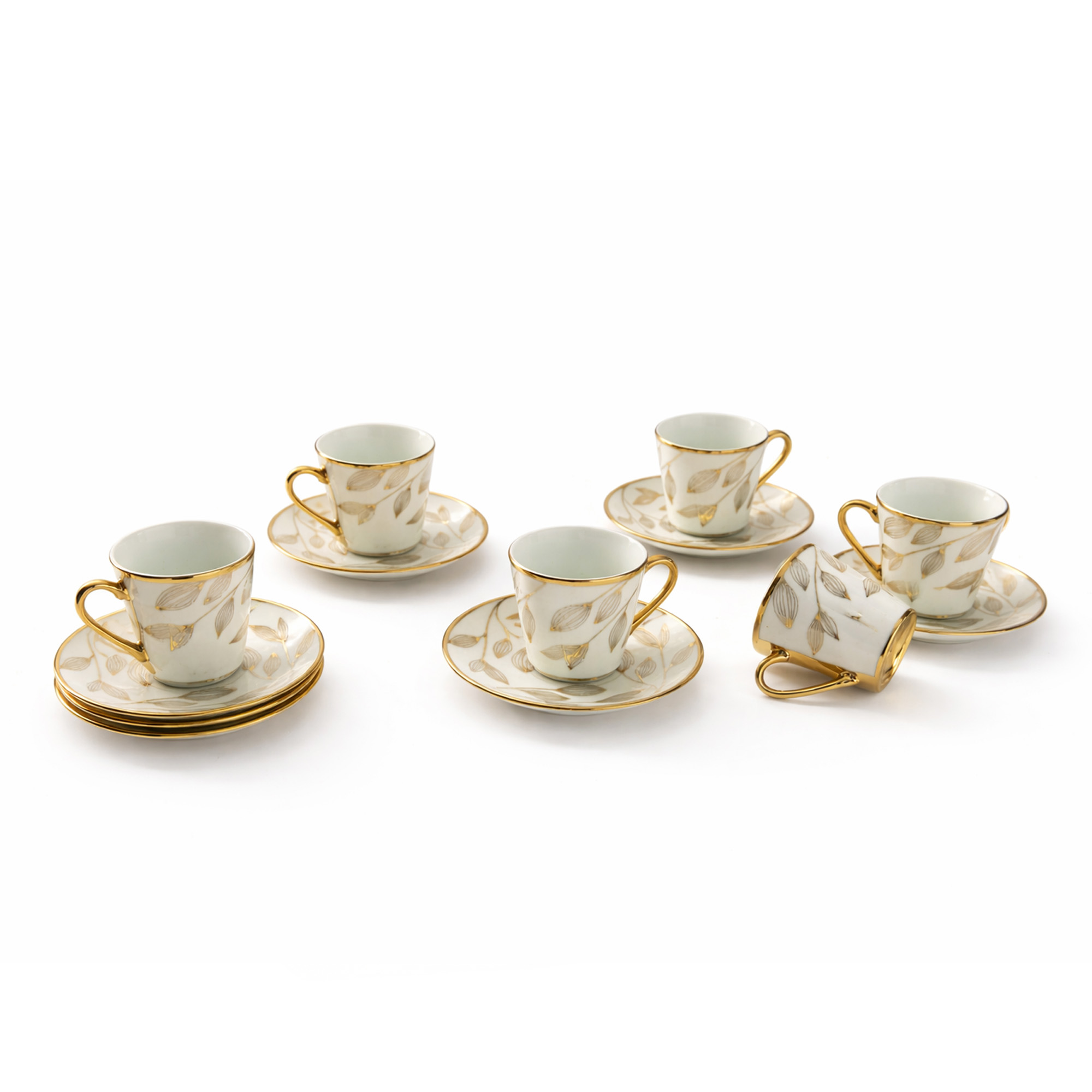 Juego de Pocillos 12 Pzs 90ml JA250657-Blanco/Dorado