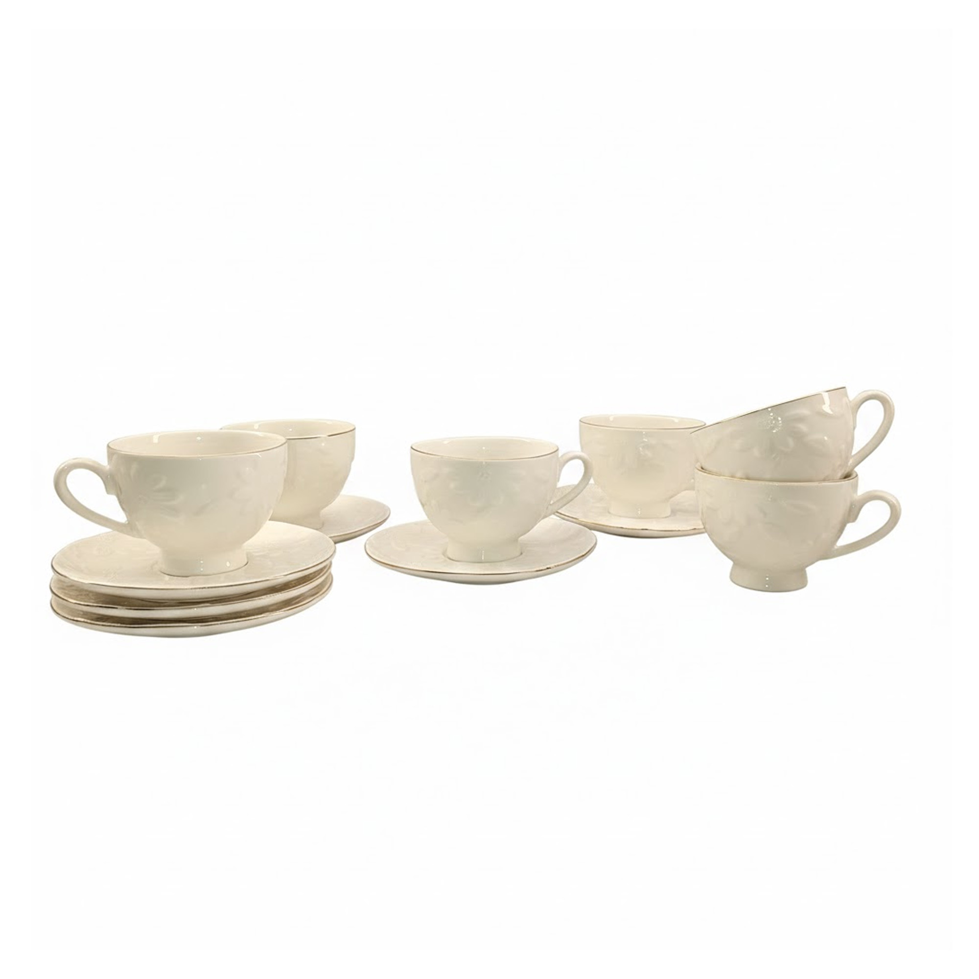 Juego de Pocillos 12 Pzs 90ml JA250648-Blanco/Dorado