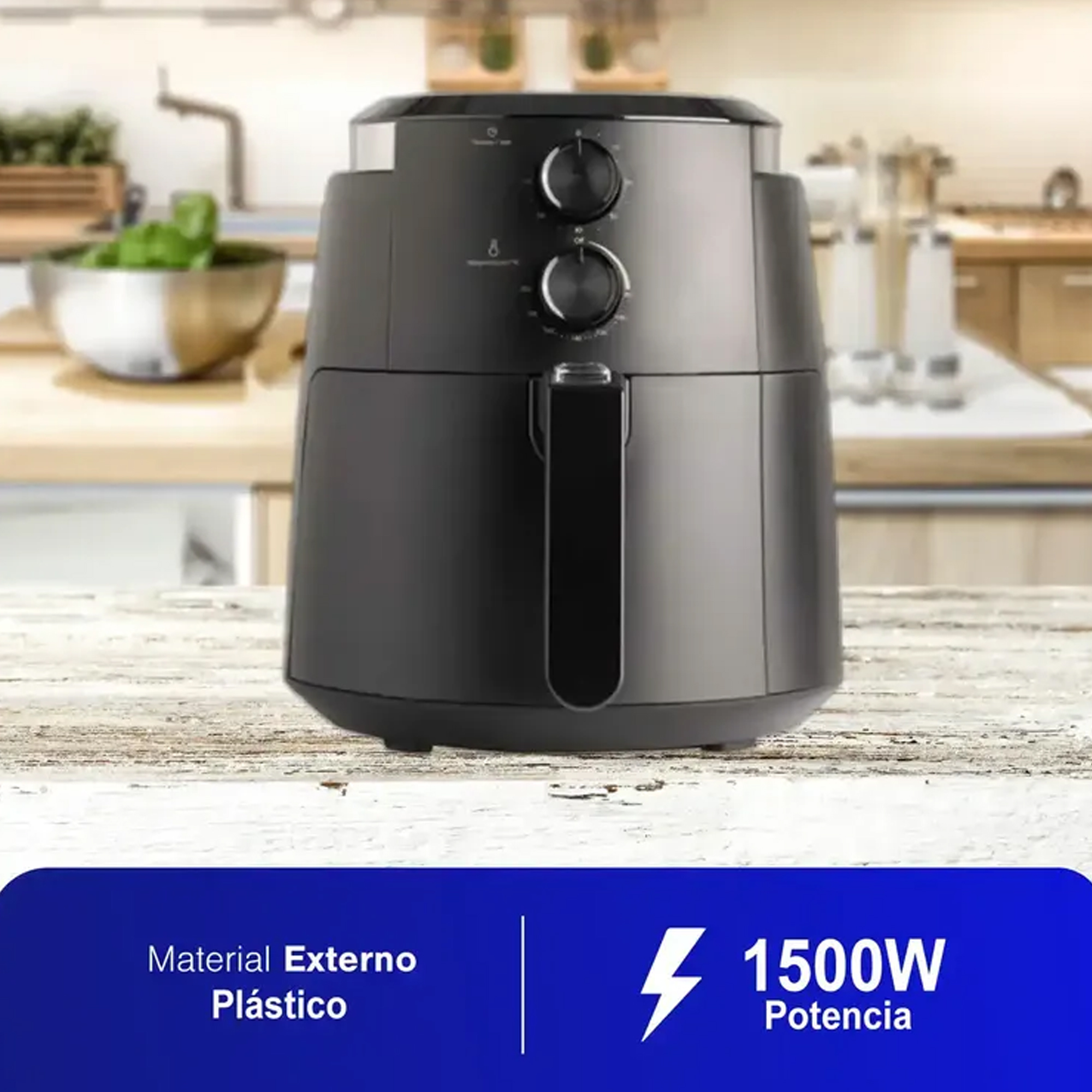 Freidora de Aire 3.5L 1500W Kallley KLMAF35 -Negra - Imagen 4