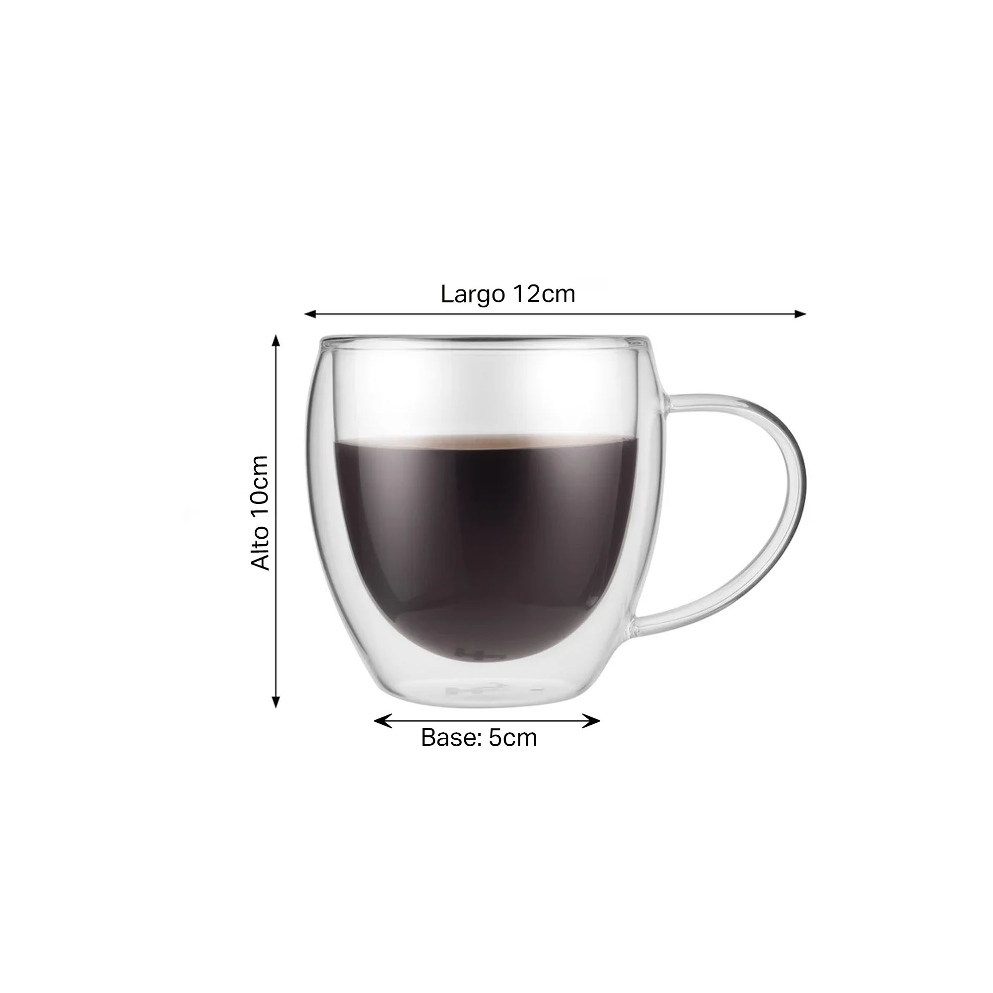 Mug De 250Ml Con Doble Pared Vidrio CAP00850-Transparente - Imagen 4