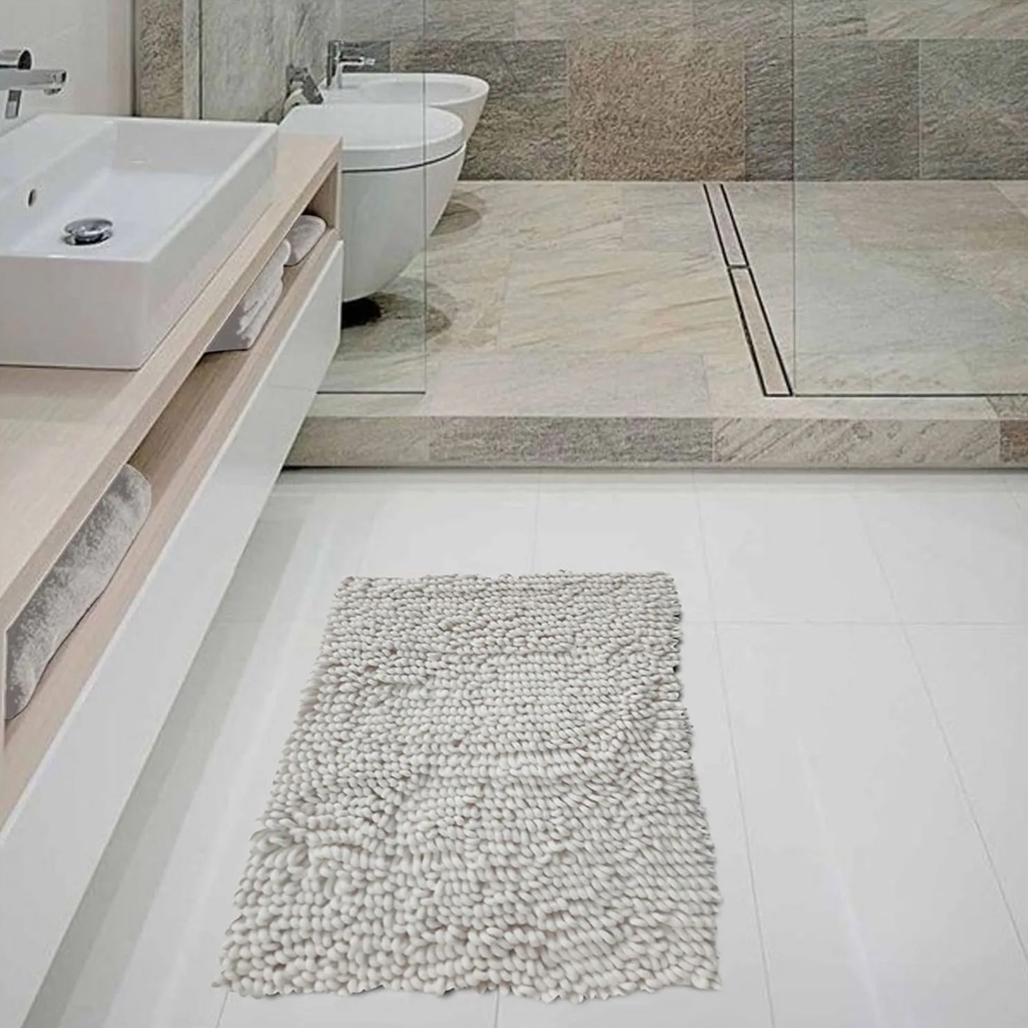 Tapete Para Baño 40x60 cm Loop Soft NBL040-1000/100 -Blanco - Imagen 2