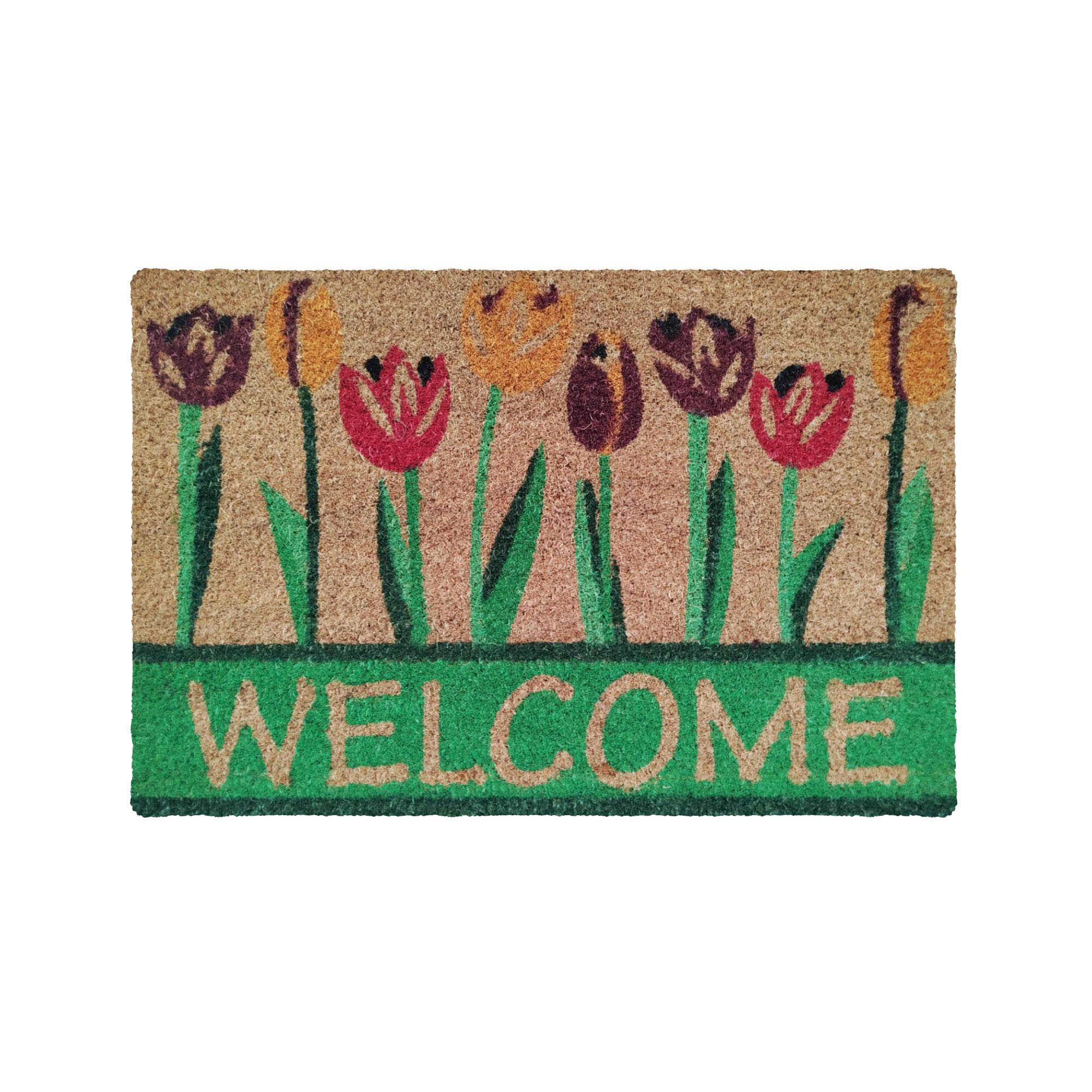 Tapete Para Entrada Coco Hojas 40x60cm Dib FCH040-1000/100 -Multicolor
