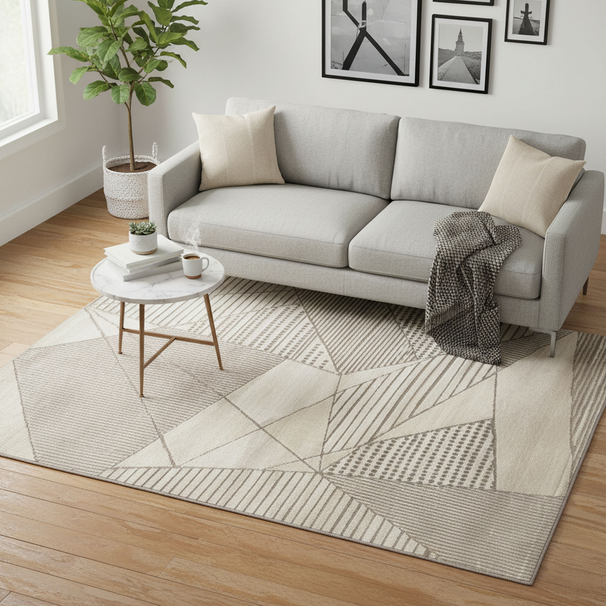 Alfombra Zenda 120x170Cm Dib AZE120-1000/400 -Beige - Imagen 2