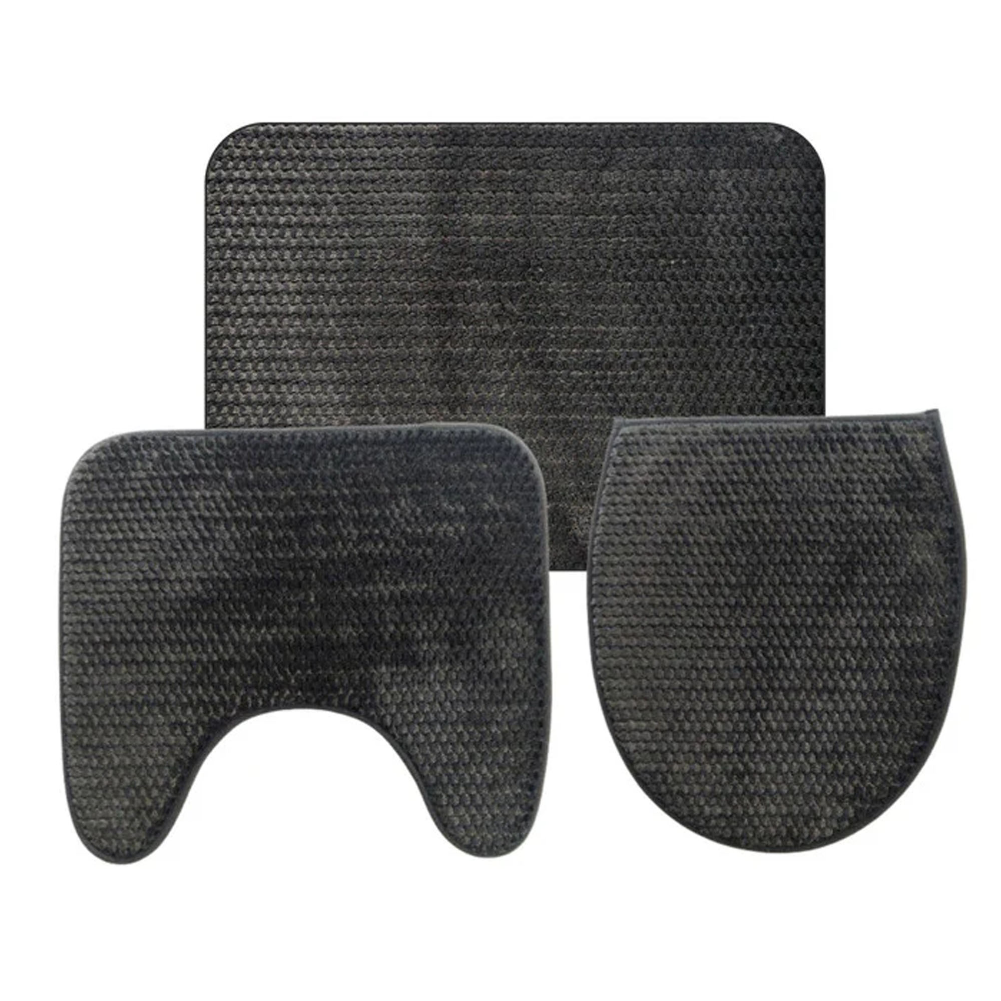Set 3 Tapetes Para Baño Barú JBB045/1000-100 -Gris Oscuro