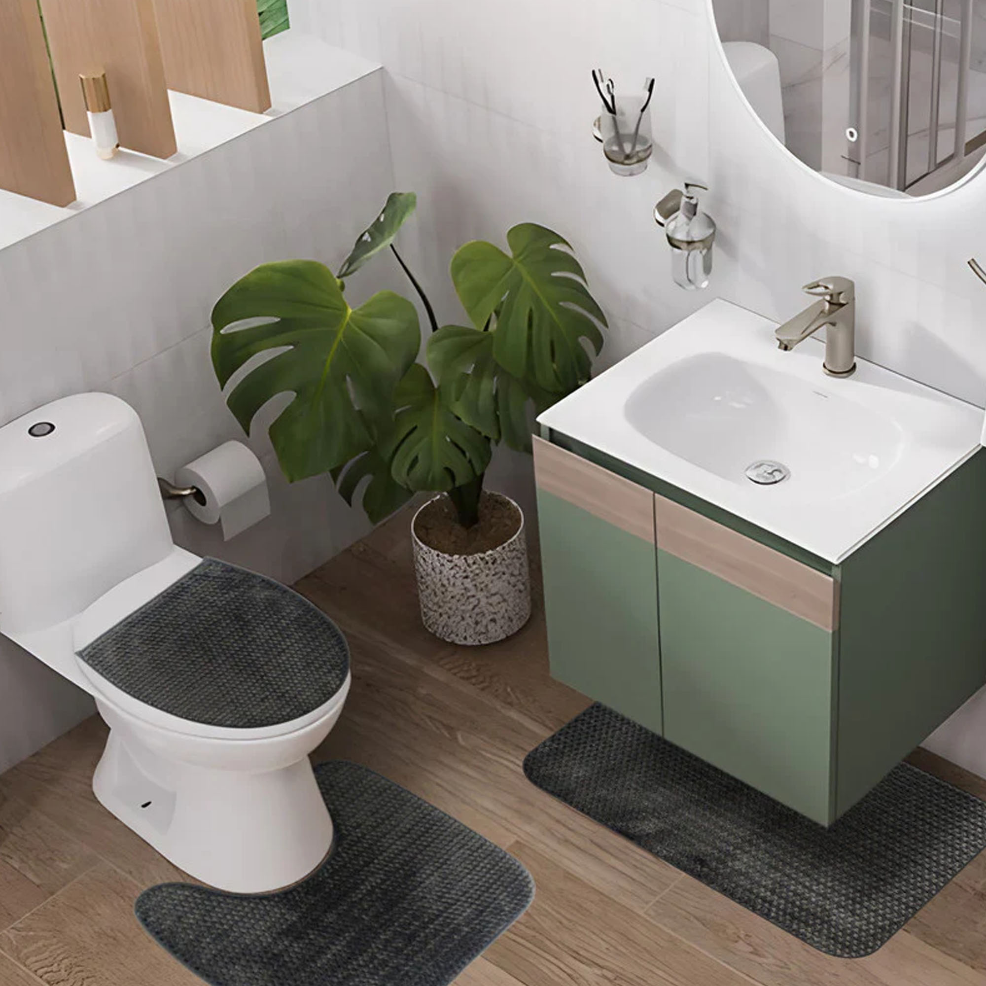 Set 3 Tapetes Para Baño Barú JBB045/1000-100 -Gris Oscuro - Imagen 2