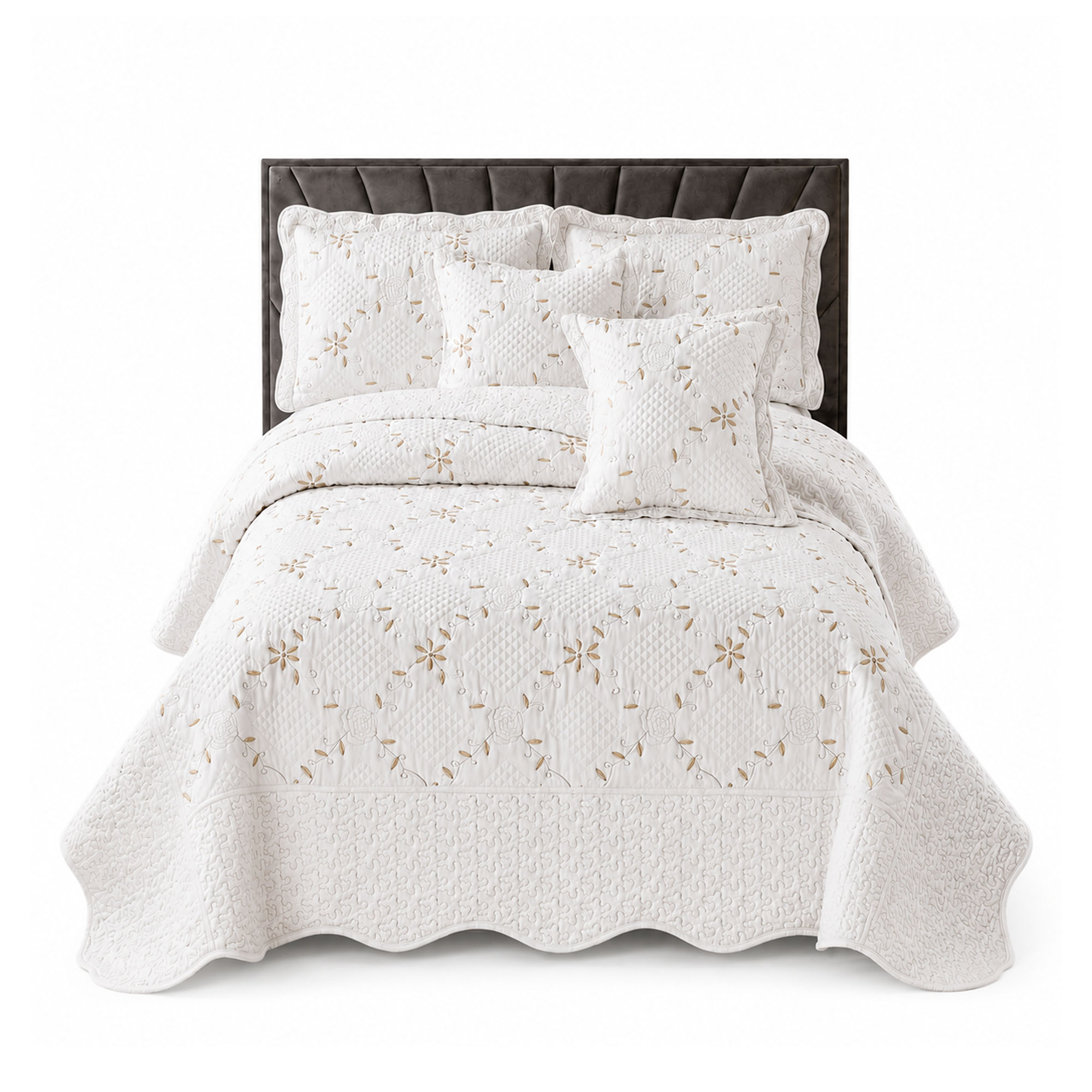 Cubrelecho Doblefaz Bordado Doble Vikasa 140131-Blanco