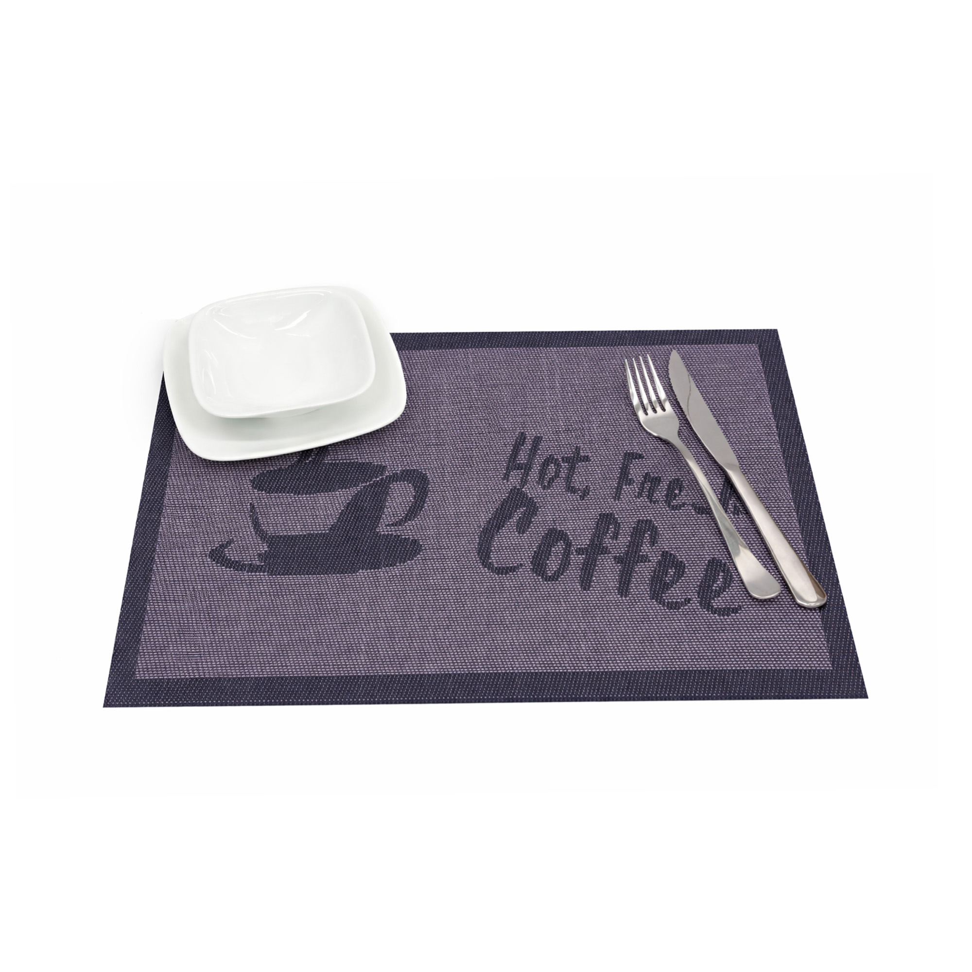 Individual Vinilo x6 Diseño Taza Café Ref: Negro/Morado
