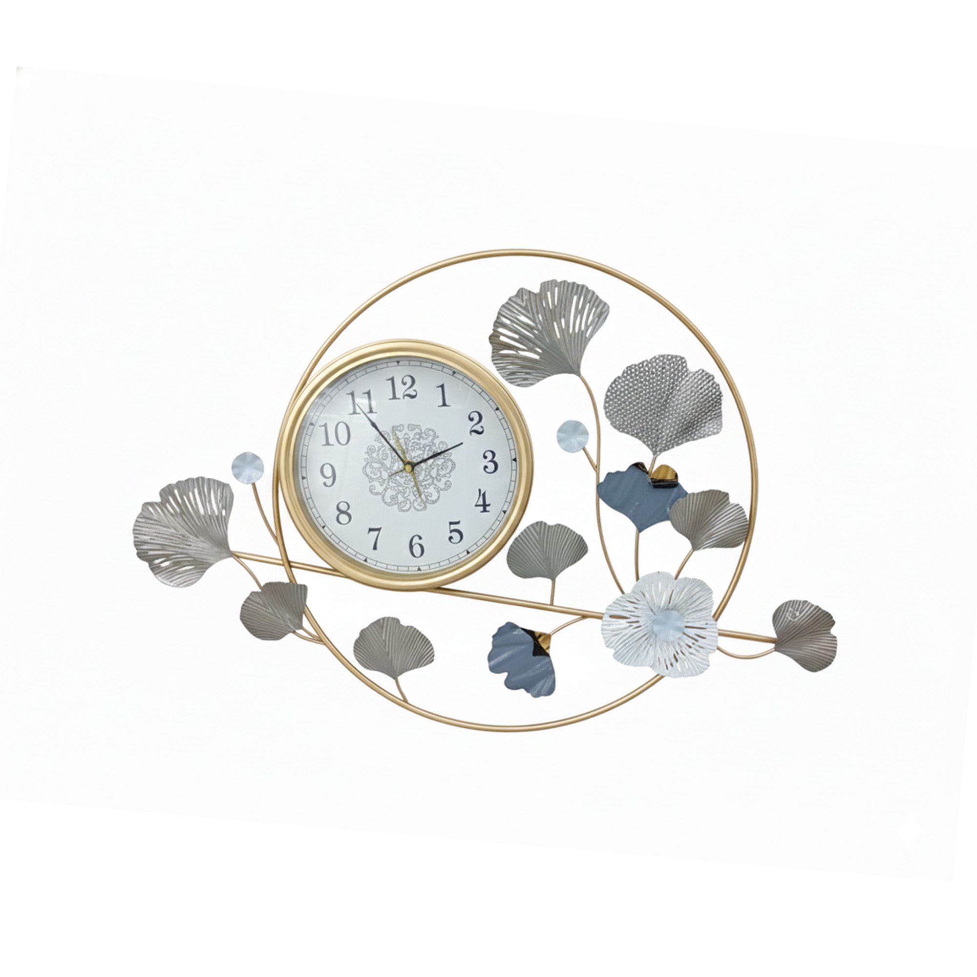 Reloj De Pared Decorativo Con Diseño Hojas 238A Muran-Dorado