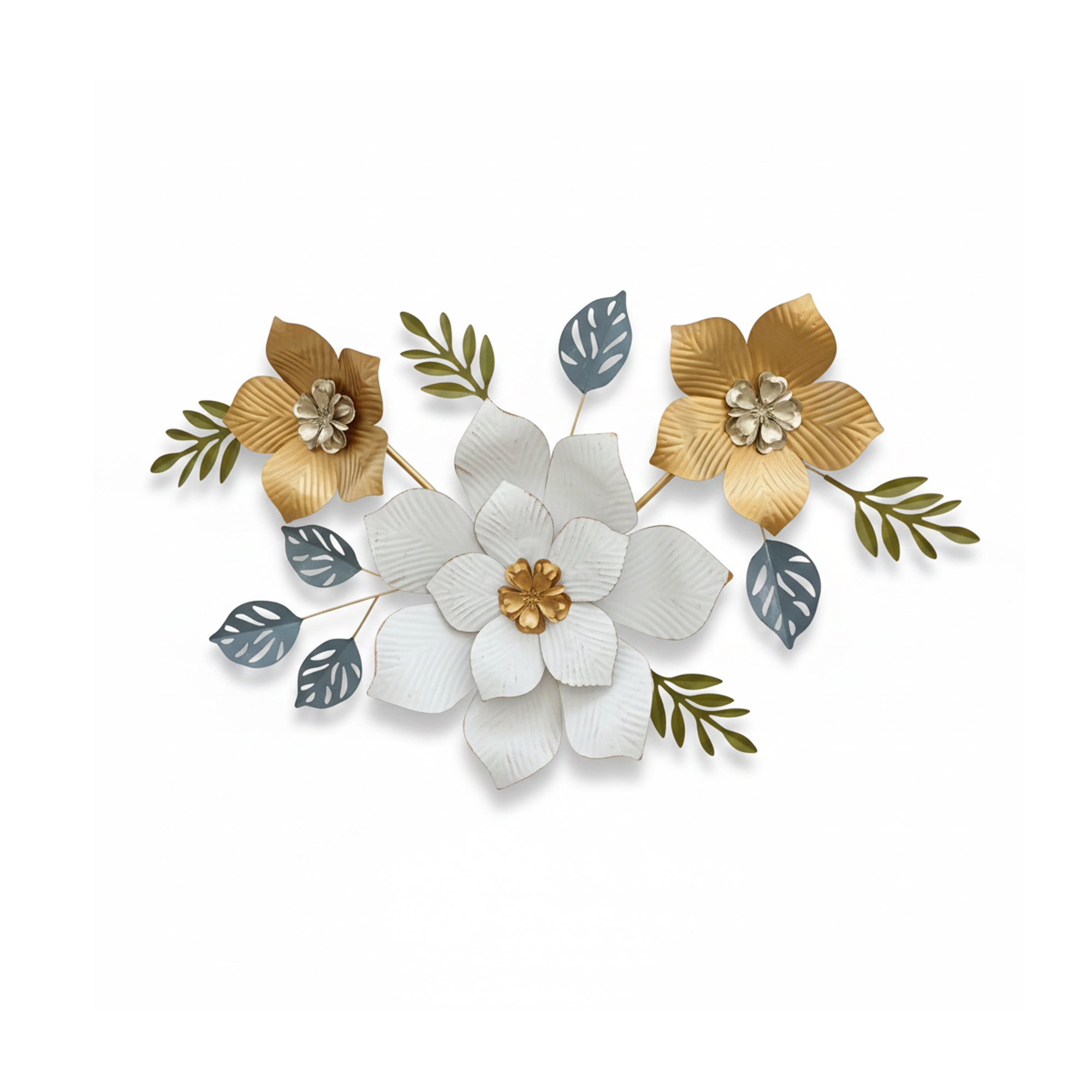 Cuadro Decorativo En Latón Floral 24013 Muran - Dorado