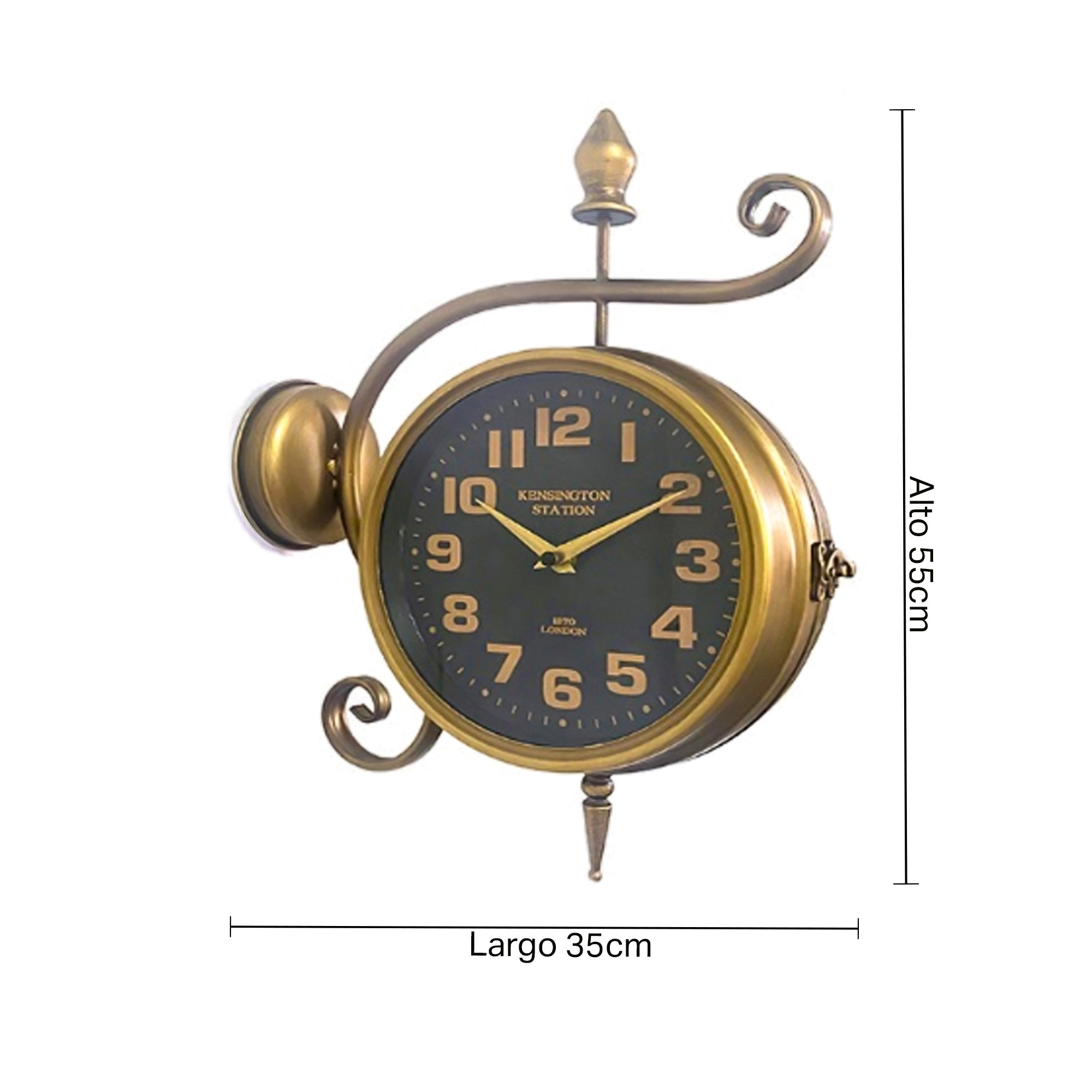 Reloj De Pared Doble Faz Decorativo 52036 Muran-Dorado - Imagen 3
