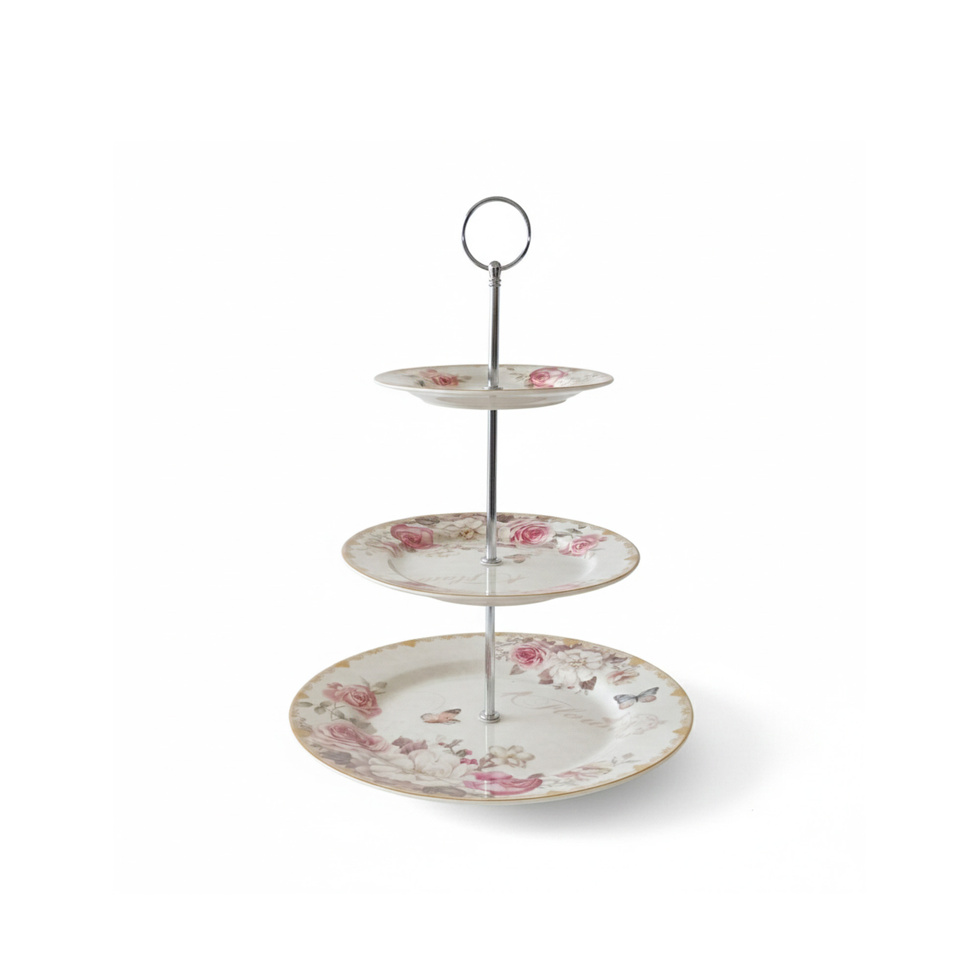 Base 3 Niveles en Porcelana Diseño Floral 6511-549 Muran