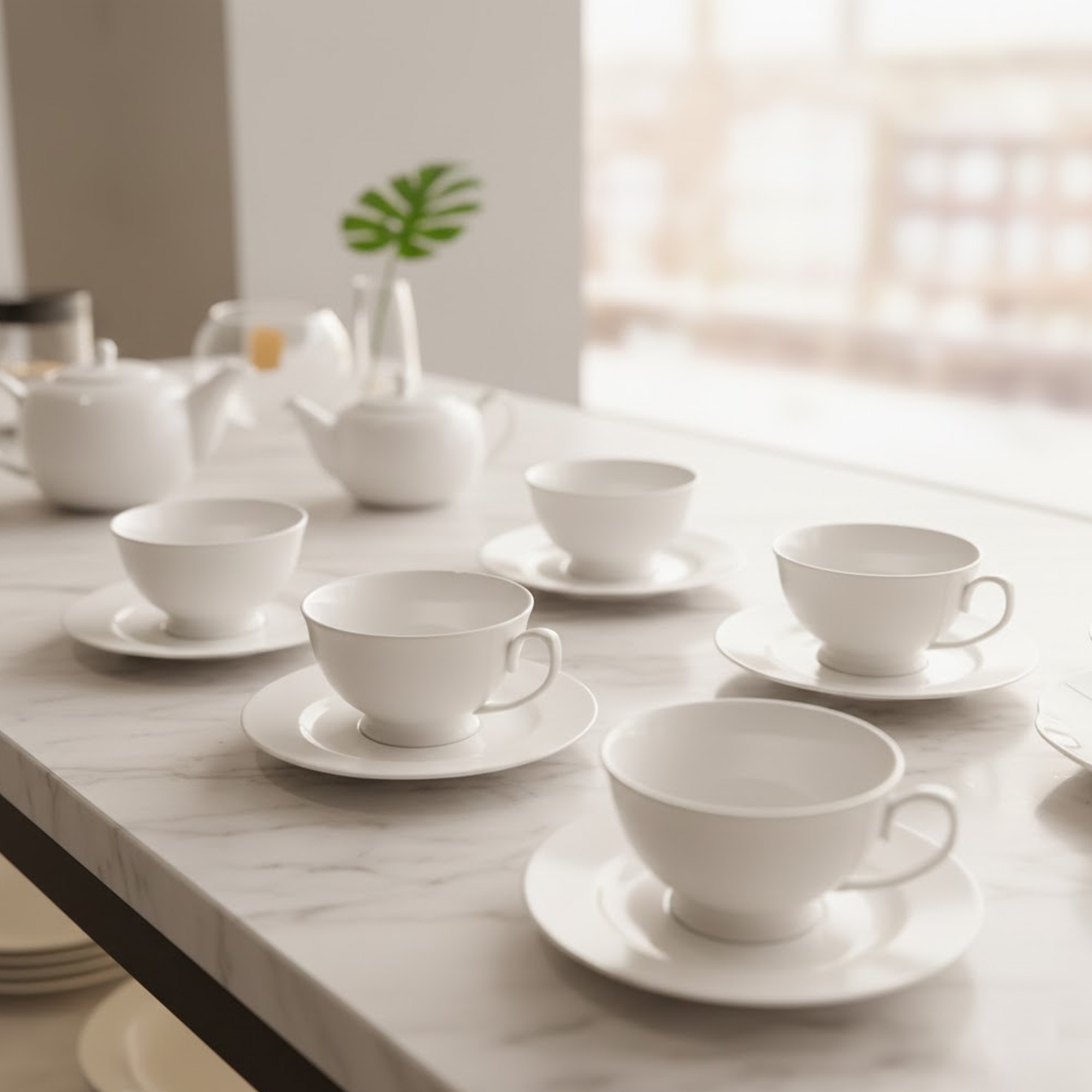 Juego X6 Tazas Con Plato en Porcelana 609T Muran -Blanco - Imagen 3