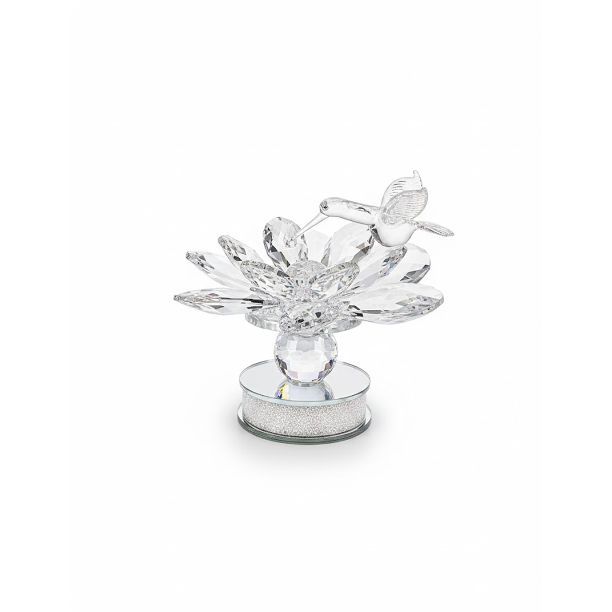 Figura Colibrí Giratorio Con Base Espejo Cristal 5301-Muran