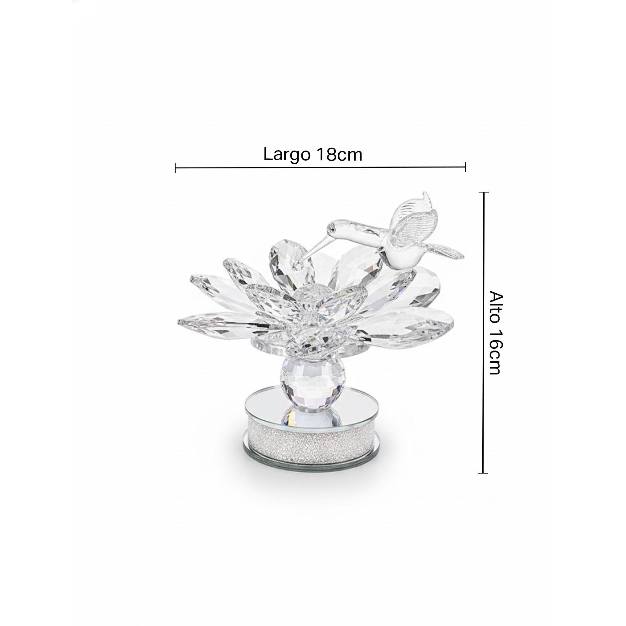 Figura Colibrí Giratorio Con Base Espejo Cristal 5301-Muran - Imagen 3