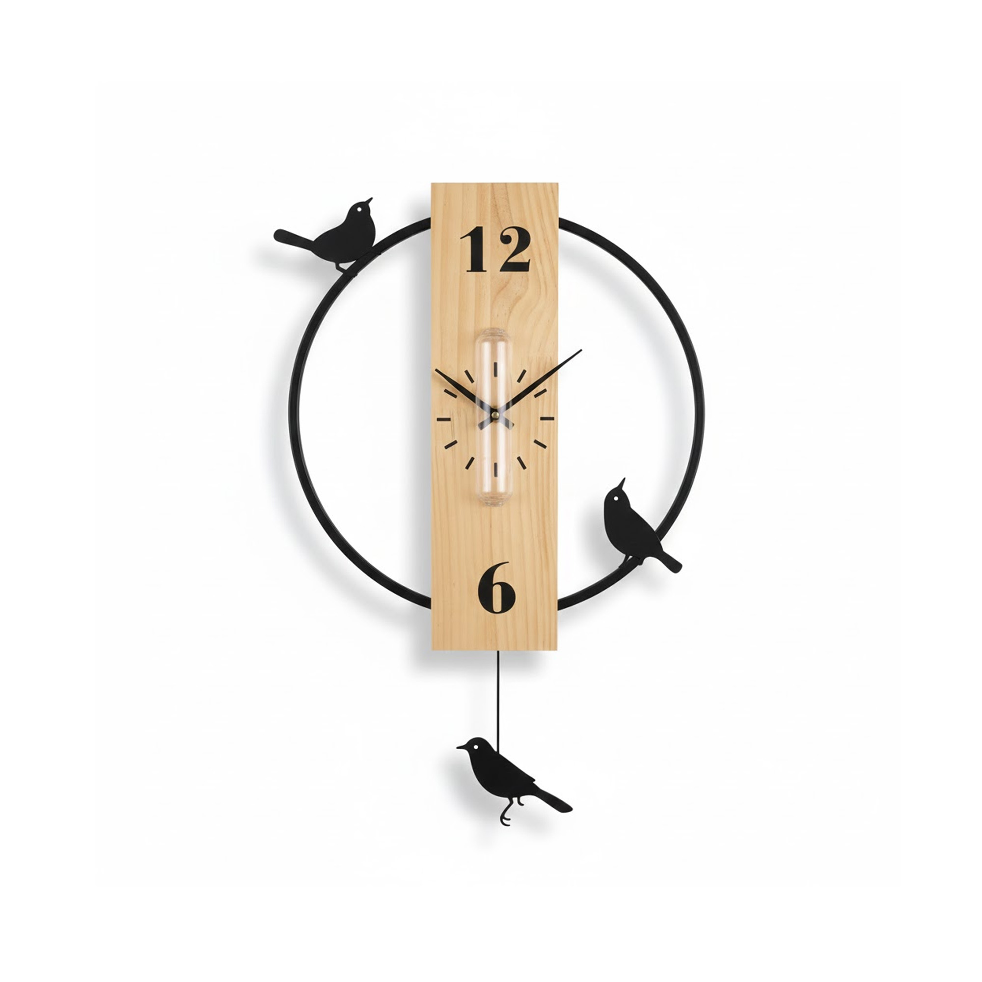 Reloj De Pared Con Péndulo Pájaro1922M Muran - Negro