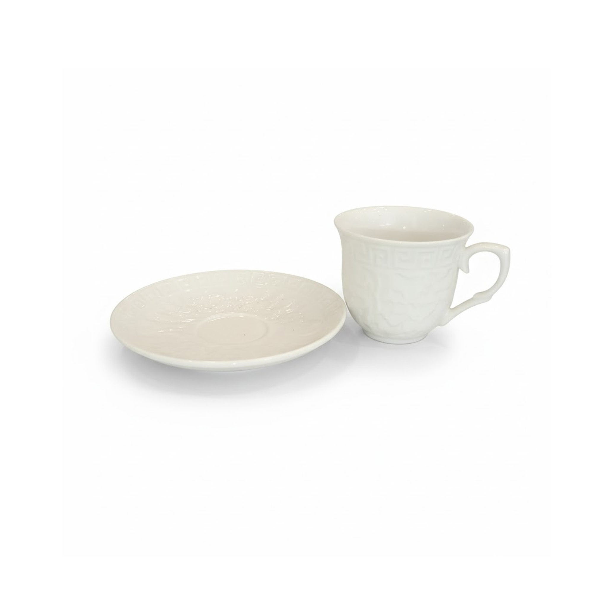 Juego De Pocillos X6 Porcelana Con Plato 612 Muran-Blanco