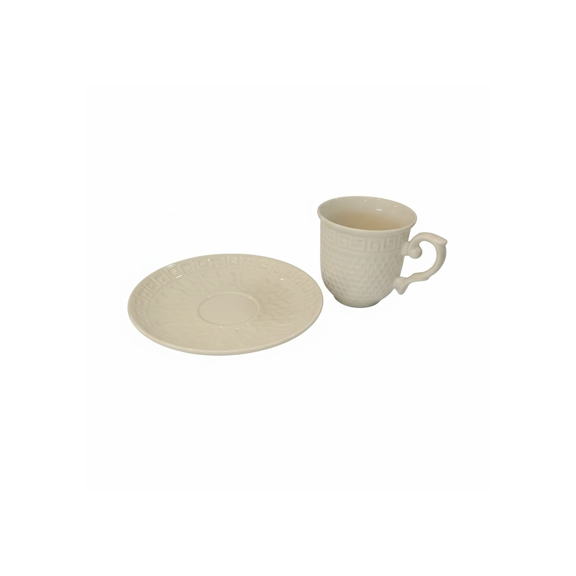 Juego De Pocillos X6 Porcelana Con Plato 614 Muran-Blanco