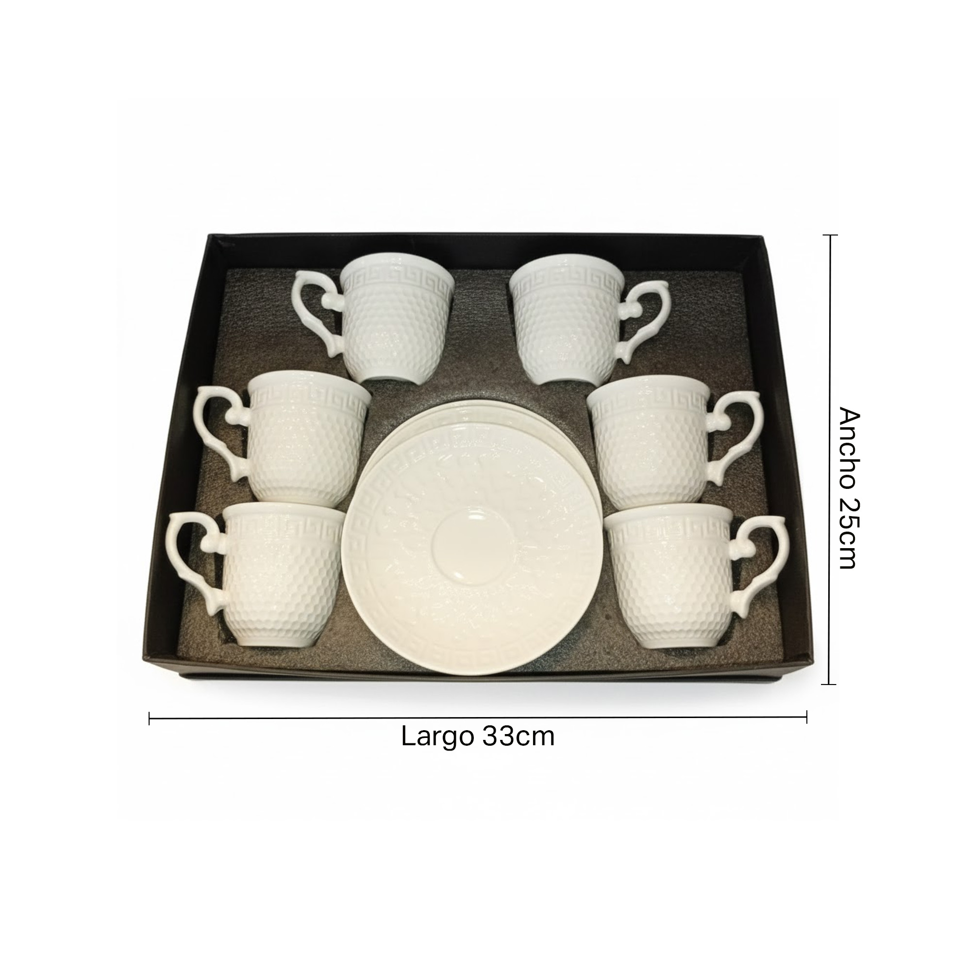 Juego De Pocillos X6 Porcelana Con Plato 614 Muran-Blanco - Imagen 4