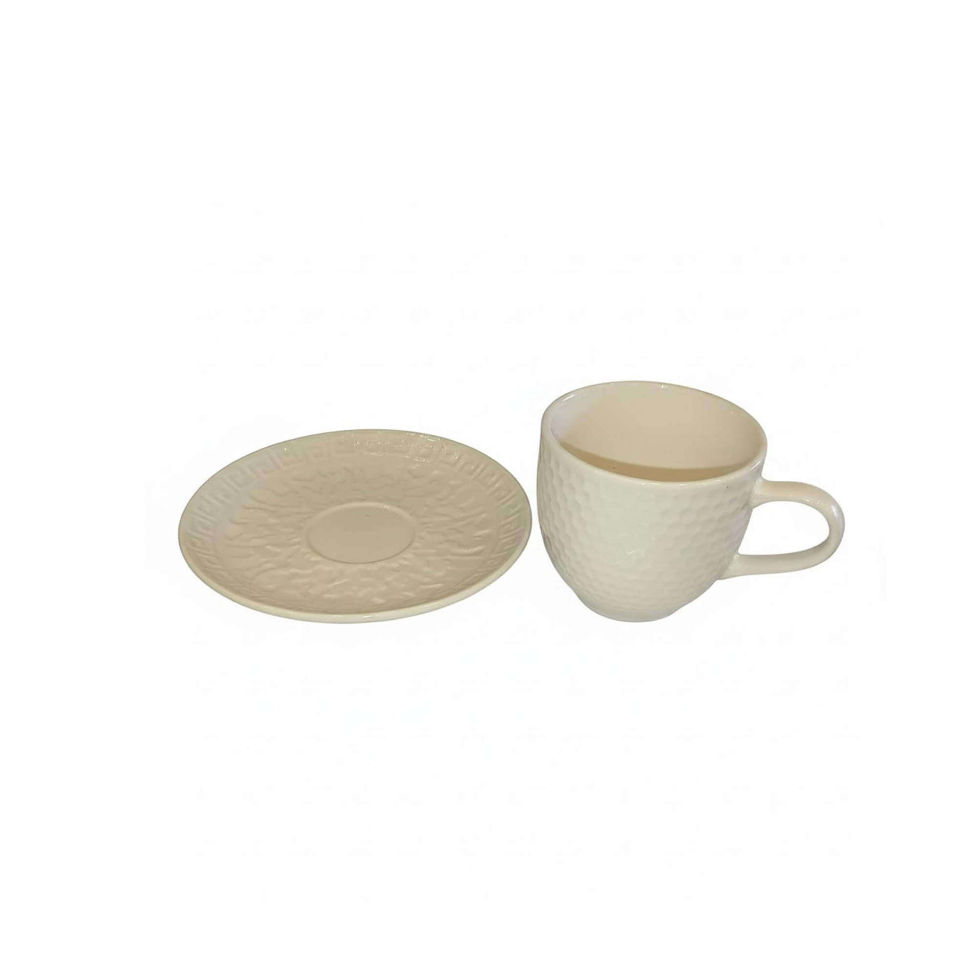 Juego De Pocillos X6 Porcelana Con Plato 615 Muran-Blanco