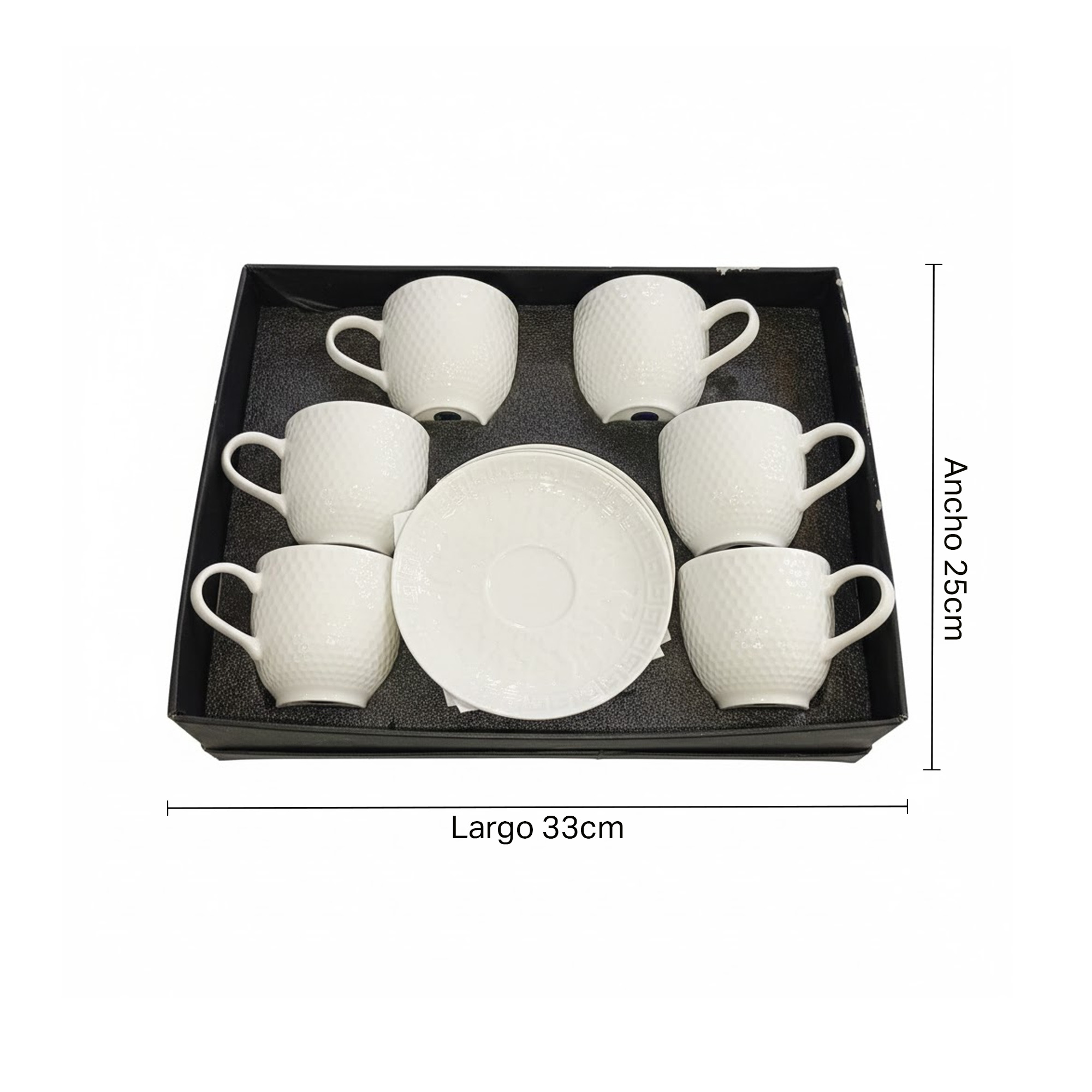Juego De Pocillos X6 Porcelana Con Plato 615 Muran-Blanco - Imagen 4