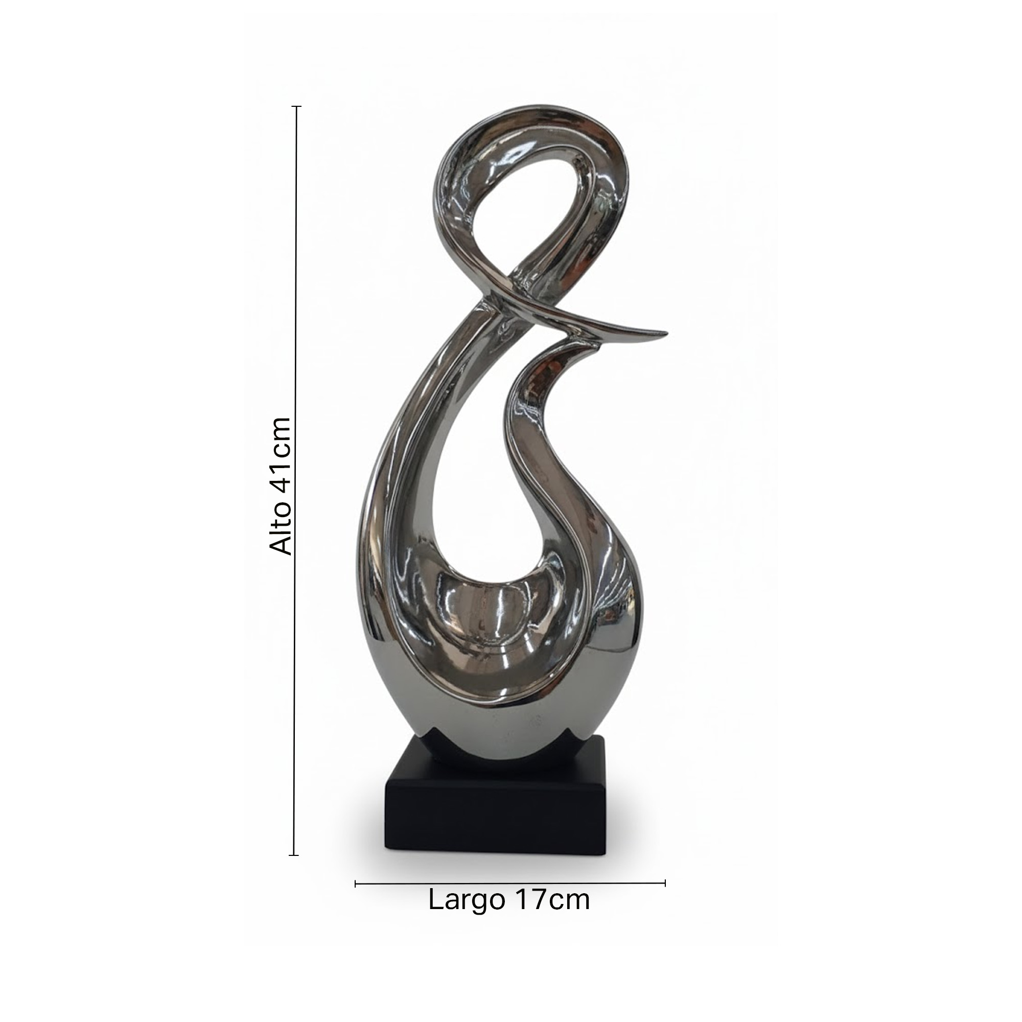 Escultura Moderna Metalizada Decorativa 2062- Muran Plateada - Imagen 3