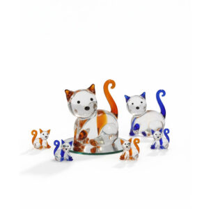 Figuras Gatos 4 Pzs Esculturas de Lujo Cristal Muran-1416