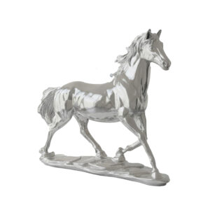 Escultura Caballo en Resina Decoración Lujo Muran - Plateado 241