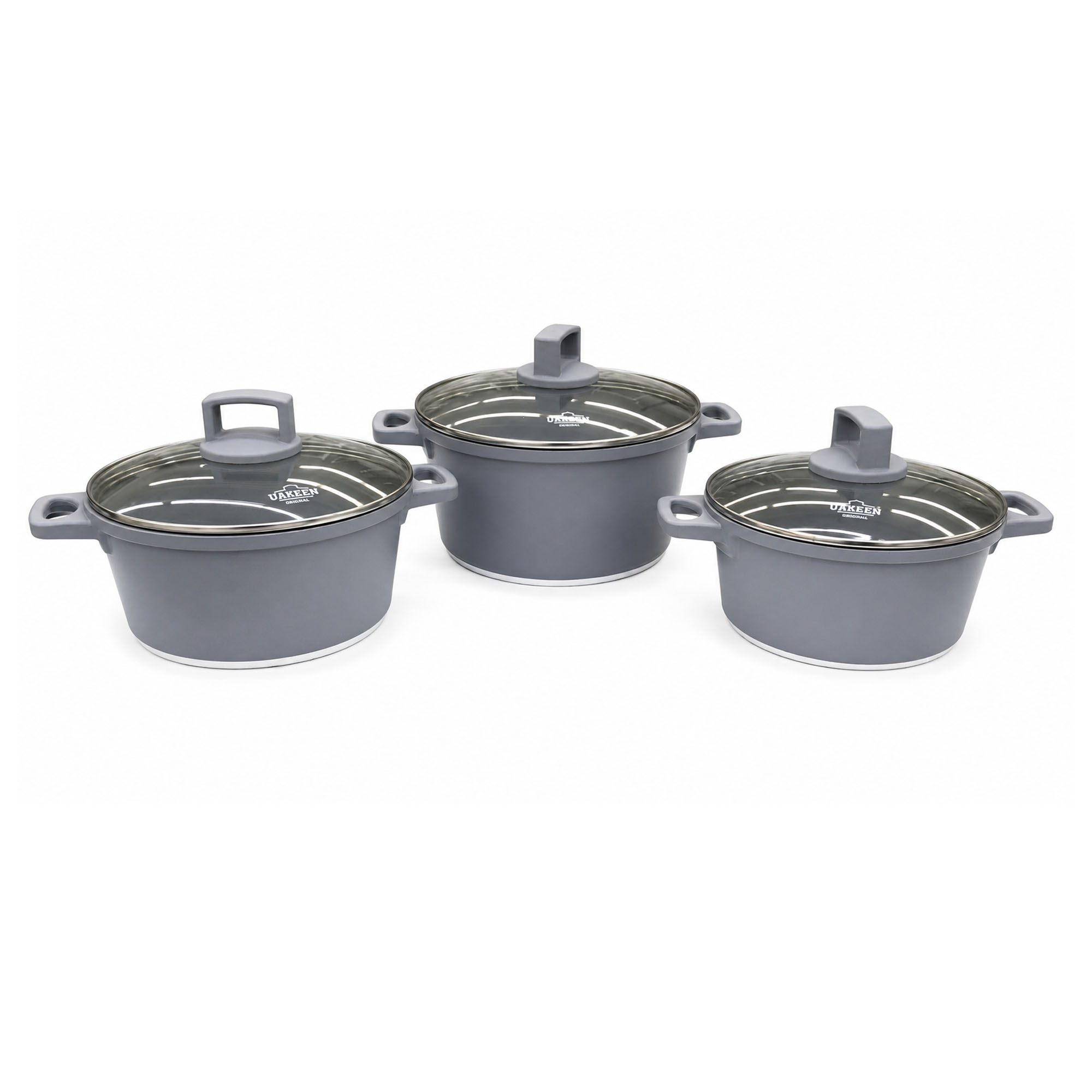 Batería De Ollas 6 Pzs Aluminio Fundido Uakeen VK-353-Gris
