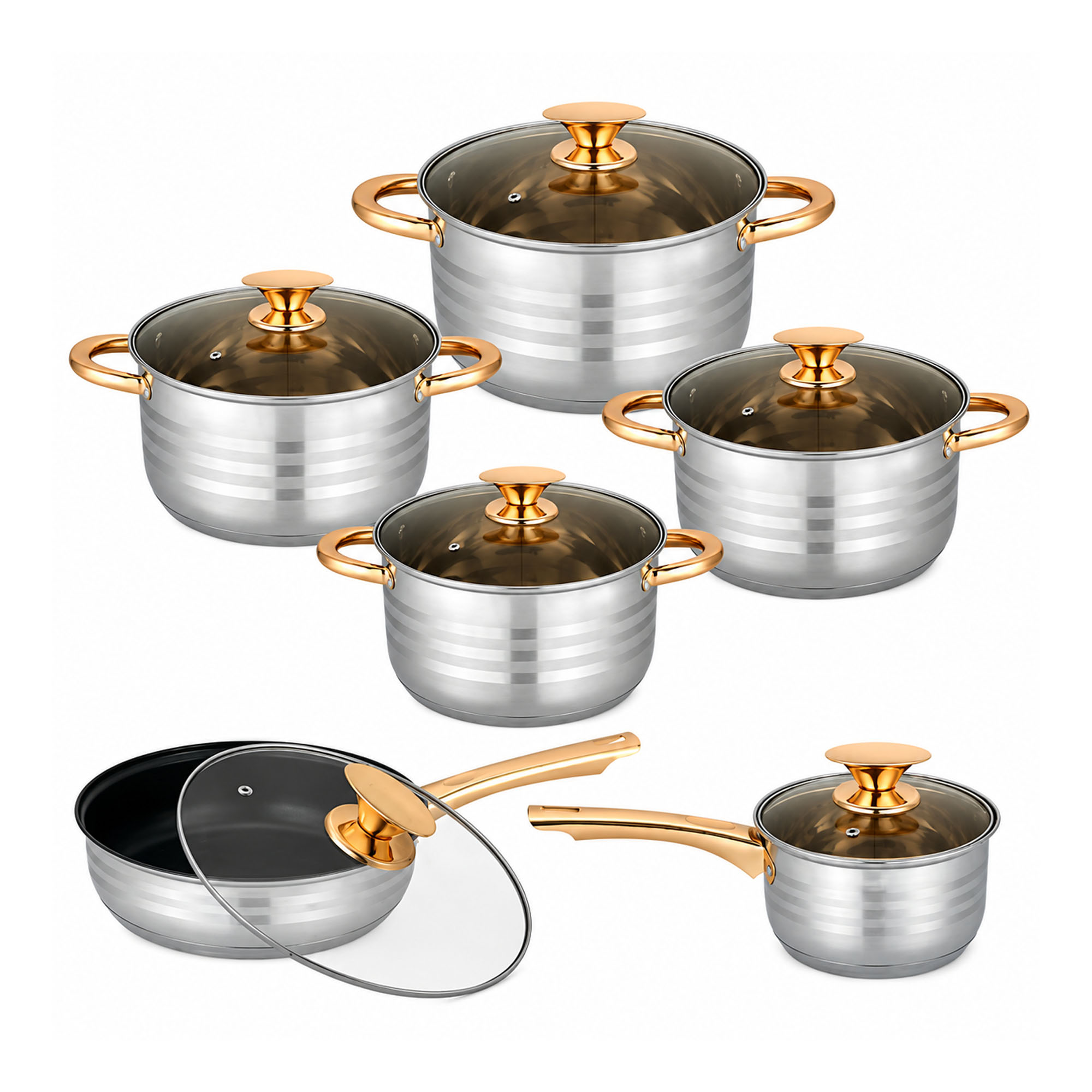 Bateria De Ollas 12 Pzs En Acero Inoxidable 8543-Plateado