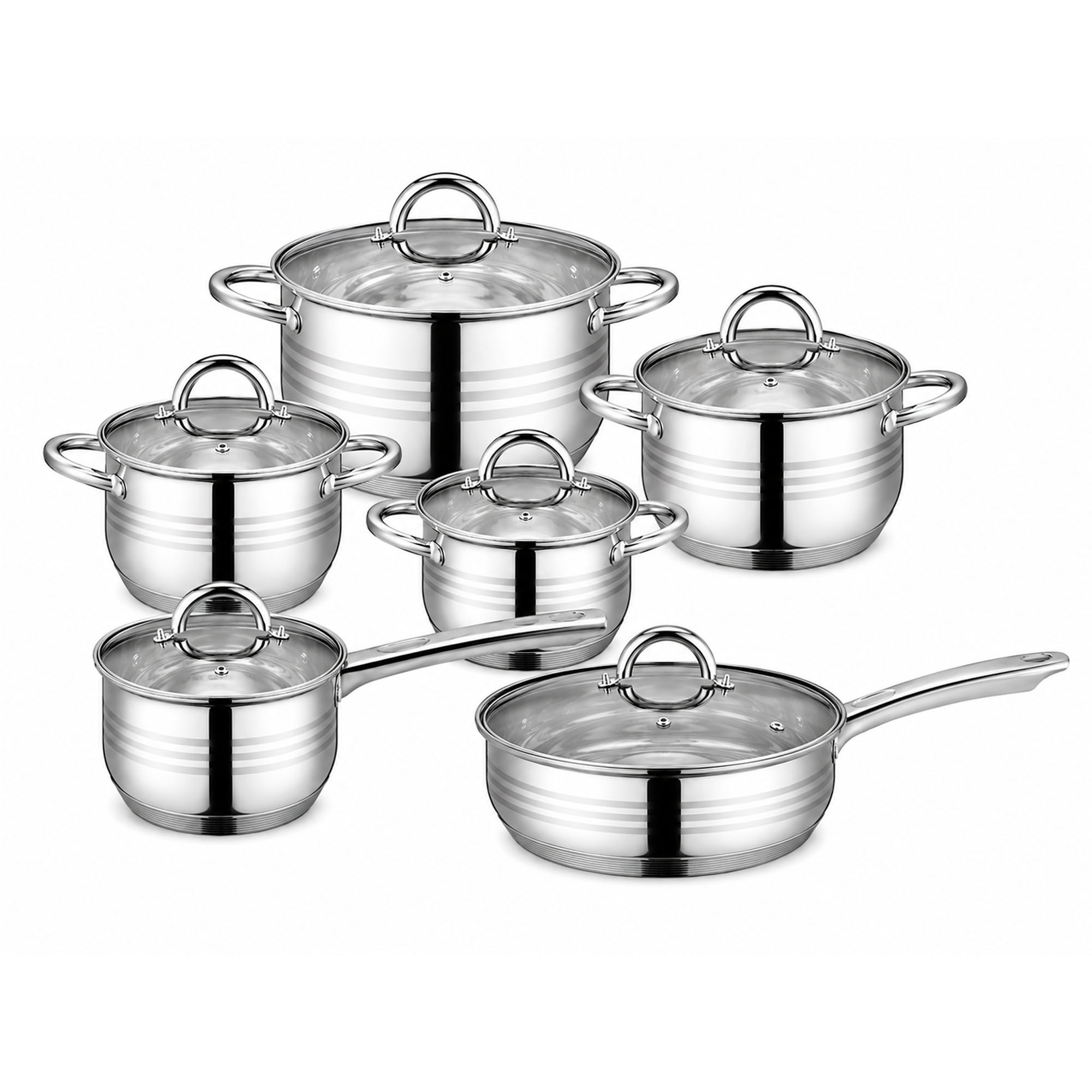 Bateria De Ollas 12 Pzs En Acero Inoxidable 8566-Plateado