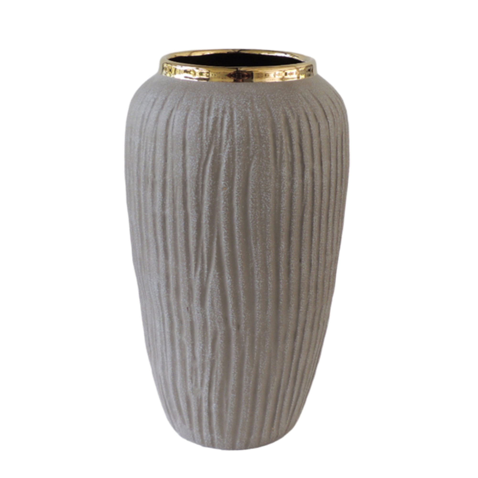 Jarrón Texturizado Borde Dorado Marres 08-0031 -Gris