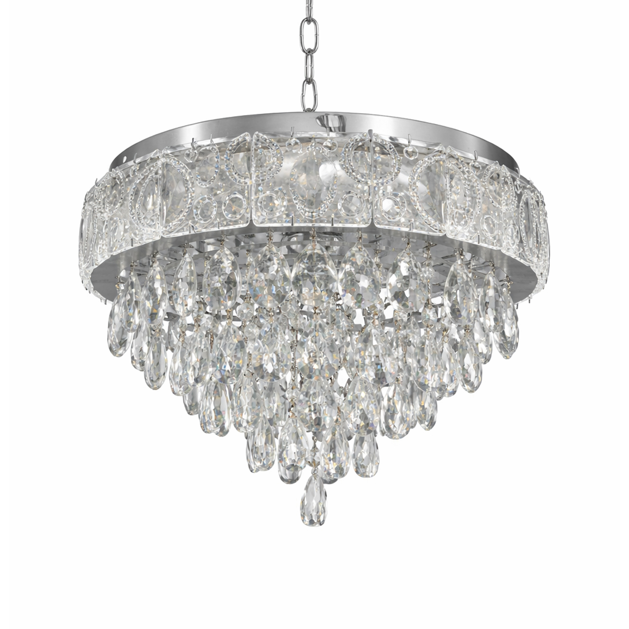 Lámpara Plafón Gotas Cristal 5 Niveles Dixton LT08412-Plata