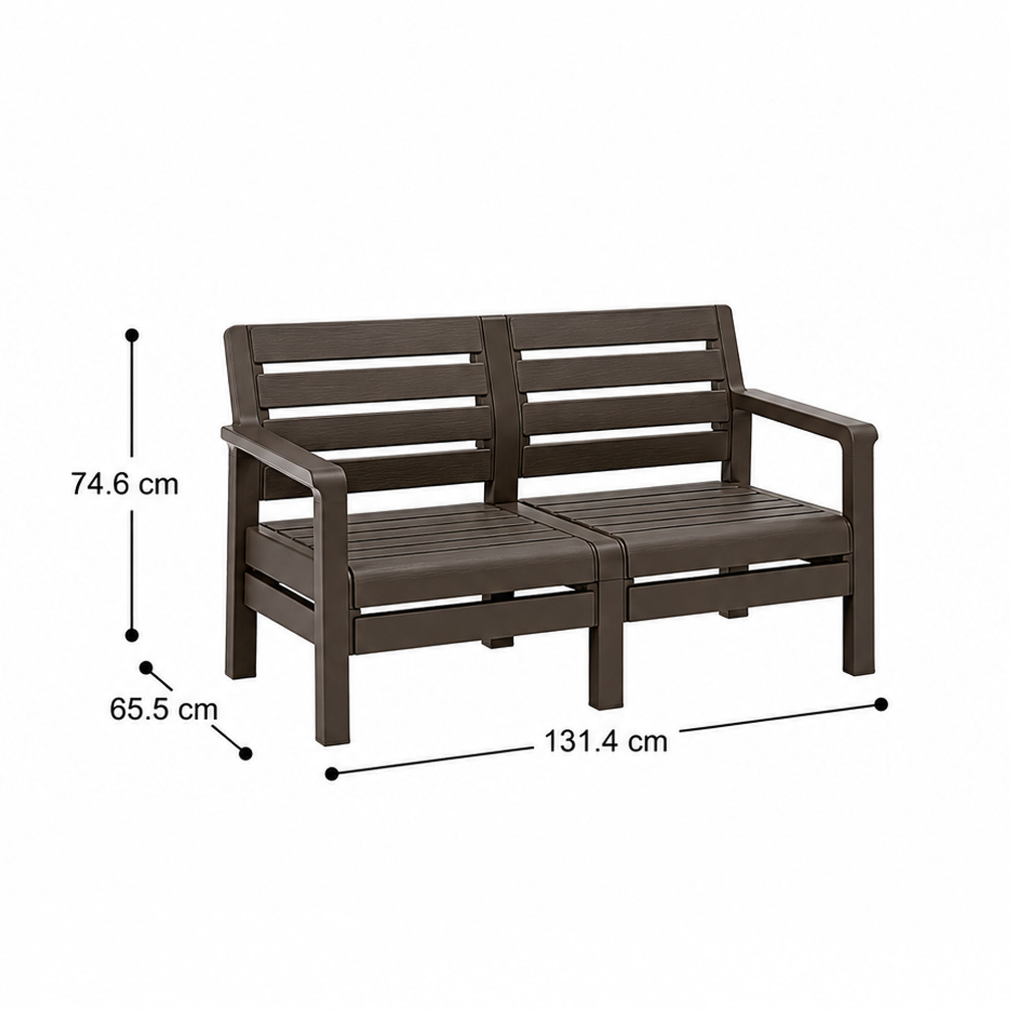 Sofá Doble Sala Baru 131x65x74Cm Rimax 14197 W-Wengue - Imagen 5