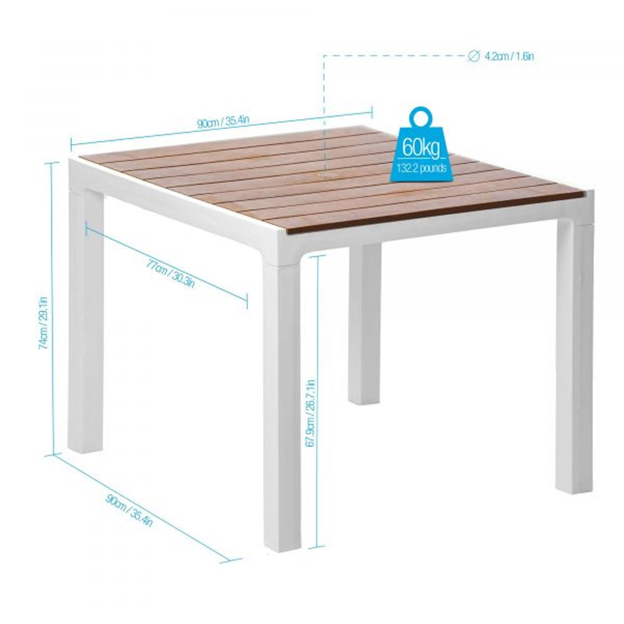 Mesa Madeira Cuadrada Para Exterior e Interior MQ 464CARAMELO-Caramelo - Imagen 4