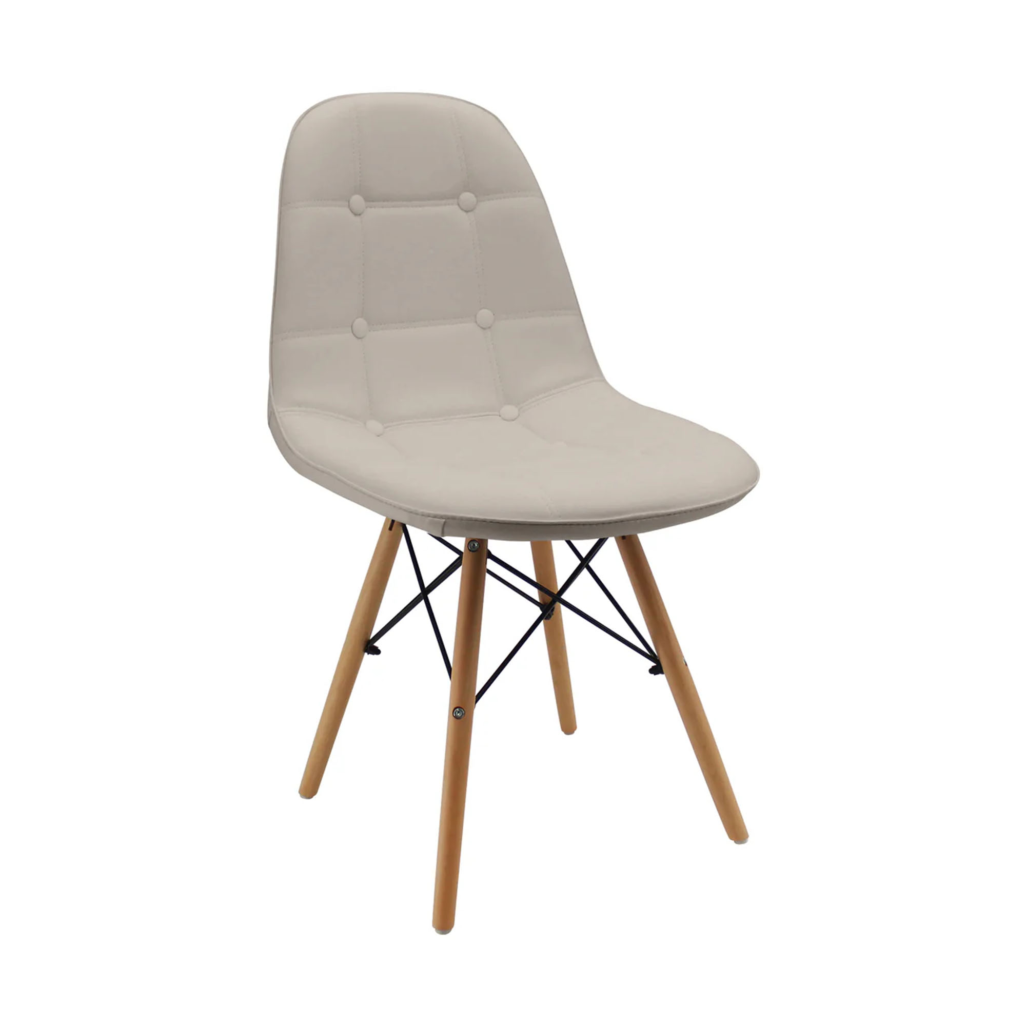 Silla Dkr Botones Tipo Eames Or Desing-Beige