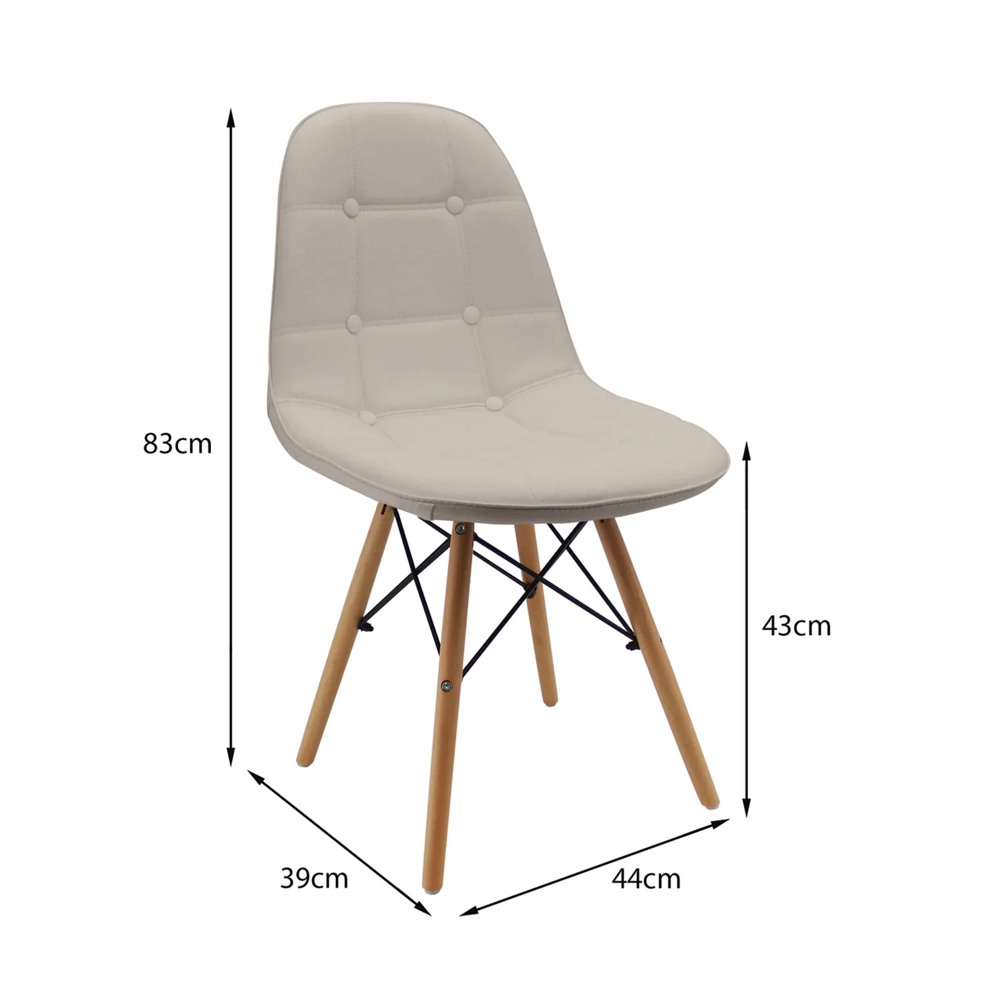 Silla Dkr Botones Tipo Eames Or Desing-Beige - Imagen 5