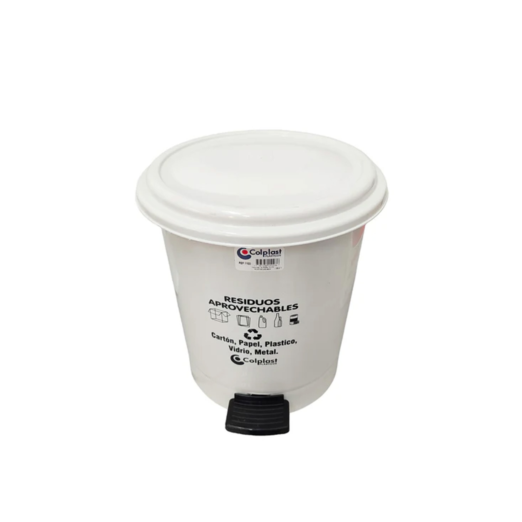 Papelera Pedal Redonda 12L Colplast 1103BL-Blanco - Imagen 4